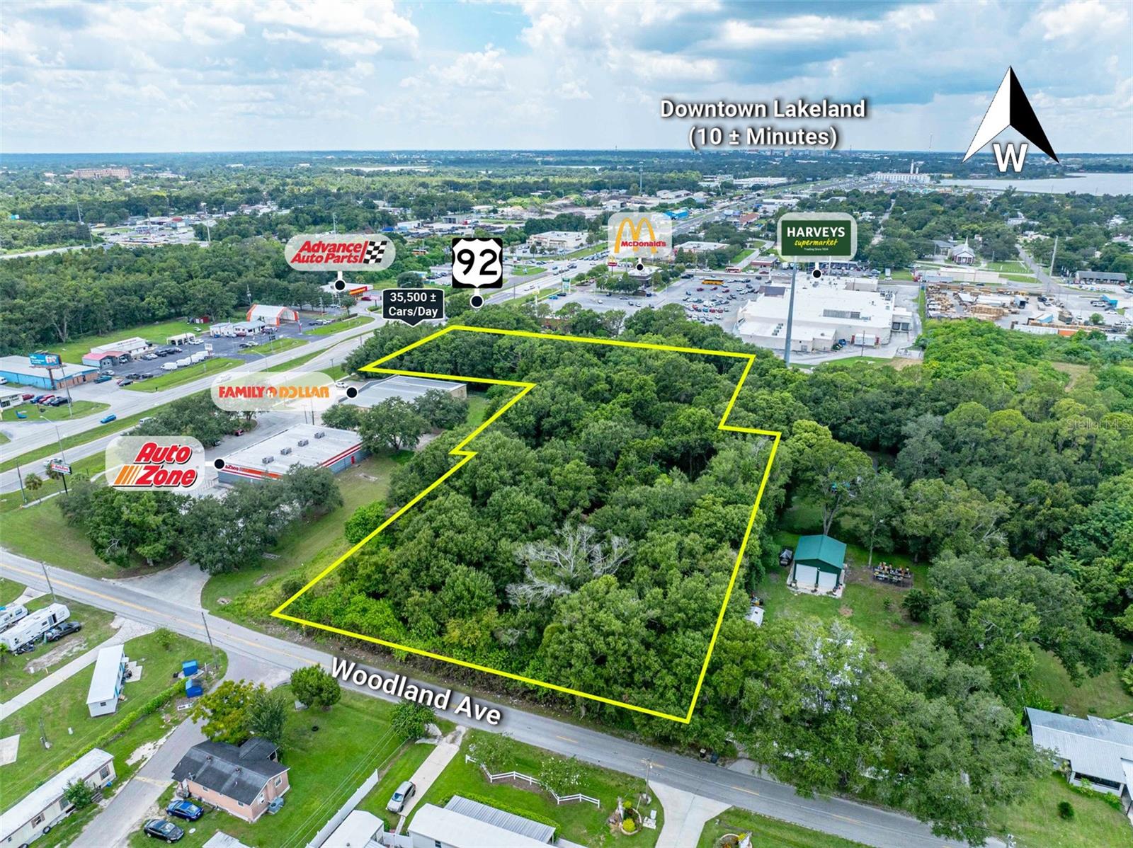 This is a super development opportunity on US 92 E in Lakeland, at the busy corridor of US 92 and N Combee Road, next door to Harveys Supermarket. 

Zoned LCC, unincorporated Polk County, the use possibilities are endless in regards to retail, office, restaurant, and possible warehousing or light manufacturing, or a car dealership. 

The corridor is well travelled and is a major thoroughfare that tracks through the entire state of Florida.  The City of Lakeland and Polk County are amongst the fastest growing centers in the United States. This thoroughfare sees 35,000+ vehicles daily, and is home to various other businesses, including grocery, car dealers and fast food restaurants. 

As a result of a previous development deal, the owner has a plethora of due diligence information, including engineering reports, wetlands information,  survey, environmental reports, and site plans.  The former project was given a green light prior to the company's decision to go a different direction with the proposed use.  

The location of this property is within 10 minutes of downtown Lakeland, 12-15 minutes to Interstate 4 and the Polk Parkway, and 15 minutes to Winter Haven & Auburndale.