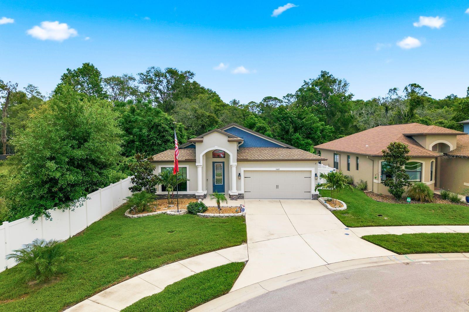 Built in 2022, this immaculate residence offers modern luxury and peace of mind inside a secure, gated community. Situated on a premium end lot of a quiet cul-de-sac, the property sits directly across from a serene pond and serves as a true paradise for nature lovers. Inside, the bright, open-concept floor plan features low-maintenance tile flooring throughout the main living areas, three spacious bedrooms, two full bathrooms, and a versatile full den that easily serves as a fourth bedroom or private home office. Step outside into your personal Florida oasis, featuring a pristine swimming pool and an expansive, screened-in lanai where you can relax and watch the abundant local wildlife, including deer, birds, and majestic sandhill cranes and so much more. Enjoy contemporary finishes, energy-efficient construction, and a prime location that perfectly balances peaceful natural surroundings with quick access to local shopping, dining, and beautiful Gulf beaches. Schedule your private tour today to experience this turnkey gem!