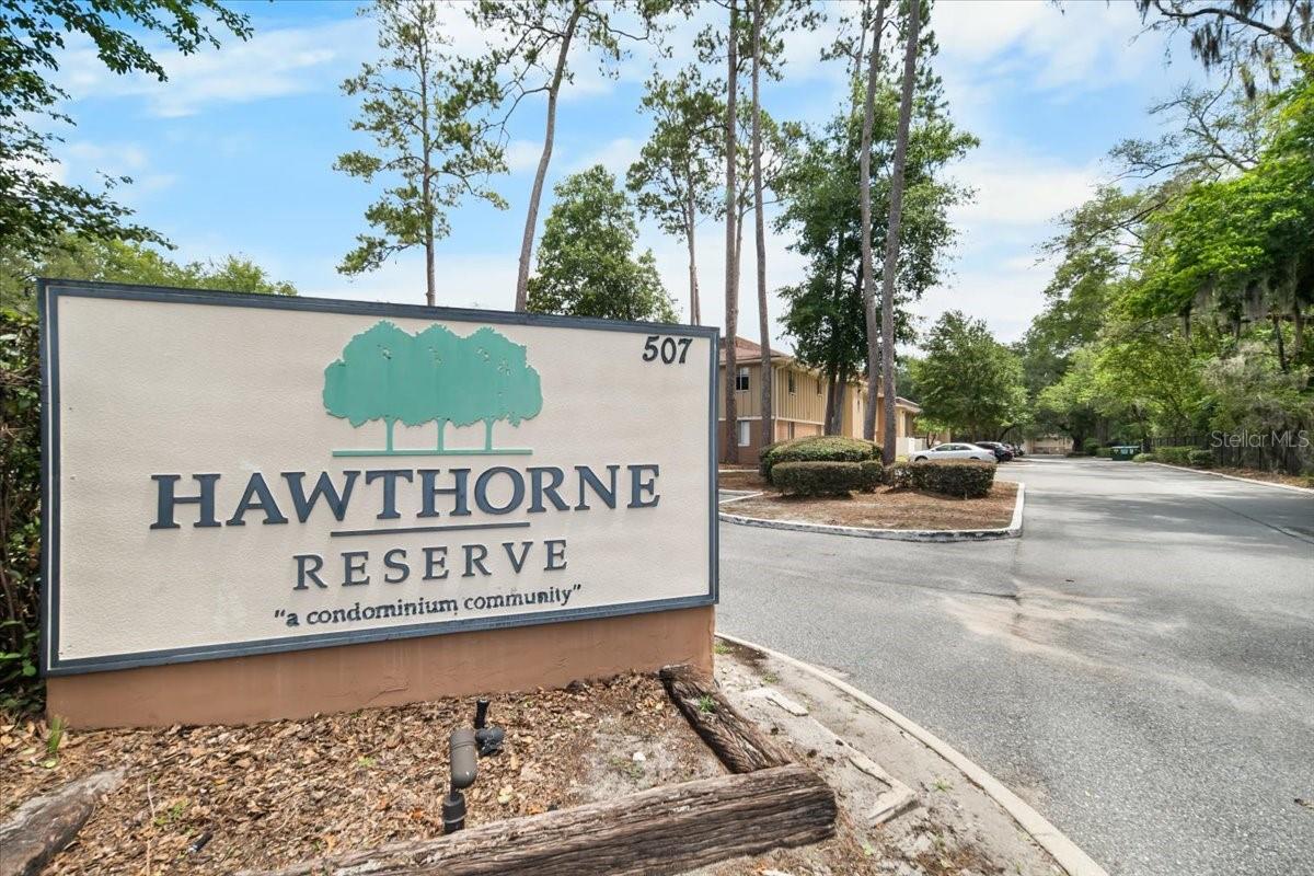 Welcome home to this beautifully updated, ground floor condo in the highly sought after Hawthorne Reserve community! Perfect for easy, step free access, this 2 bedroom, 2 bathroom unit features premium luxury laminate flooring throughout, offering both modern style and effortless maintenance for busy lives or pets. The heart of the home features a bright, open concept living and dining layout that flows seamlessly into the kitchen, which comes fully equipped with sleek stainless steel appliances. Peace of mind comes built in with a brand new HVAC system (2025) and an energy efficient tankless water heater. Both bathrooms have been tastefully updated with contemporary finishes, and an in unit washer and dryer are included for ultimate convenience. Strategically located just 10 minutes from the University of Florida, Shands, and I 75, Hawthorne Reserve offers unbeatable central convenience. Residents enjoy access to fantastic community amenities, including a sparkling pool, outdoor kitchen, and a clubhouse with a fitness center. Whether you are looking for a move in ready primary residence or a savvy investment property, this low maintenance gem is a must see!