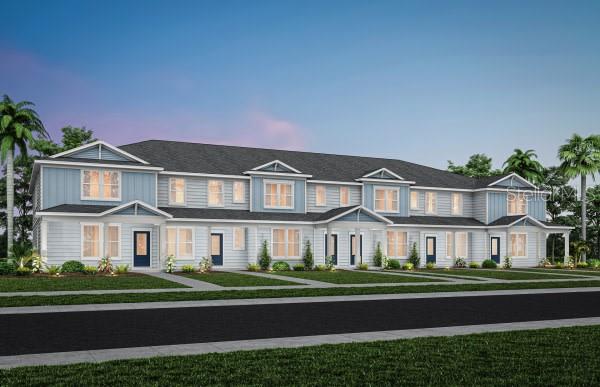 Discover Silverleaf Oaks in Winter Garden! This new home community will feature a collection of single-family and townhomes in desirable Horizon West. Located in the heart of Orlando’s attractions, residents will enjoy an array of amenities, including a resort-style pool, cabana, and playground – without a CDD. Plus, minutes to shopping, dining, and entertaining!

Introducing the Julep Exterior unit townhome, a new construction home that seamlessly combines luxury and convenience. This modern townhome features 3 bedrooms, 2 full bathrooms, a powder room, a loft, and a 2-car rear-facing garage, all complemented by our Move-In Ready appliance and window blinds package. The first floor is designed with entertaining in mind, offering an open-concept kitchen, café, and gathering room that flow together effortlessly. The chef-inspired kitchen is a highlight, featuring a large center island, a spacious storage pantry, white cabinetry, a decorative tile backsplash, quartz countertops, and stainless-steel appliances, including a refrigerator. The first-floor powder room adds an extra layer of convenience for guests. The entire first floor, including the kitchen, café, gathering room, and powder room, is finished with elegant tile flooring. At the end of the day, retreat to your private oasis on the second floor. The Owner’s Suite offers a spacious walk-in closet and a luxurious en suite bathroom with a double-sink, quartz-topped vanity and a glass-enclosed shower. Three additional bedrooms, a secondary bathroom, and a linen closet for added storage are located on the opposite side of the floor, ensuring privacy and plenty of space. Soft, stain-resistant Shaw brand carpet adds comfort to the stairs and bedrooms, creating a cozy atmosphere throughout. In the bathrooms and laundry room, you’ll also find beautiful tile. With thoughtful design, high-end finishes, and a focus on everyday convenience, the Julep townhome is a perfect blend of style and practicality, offering a truly elevated living experience.