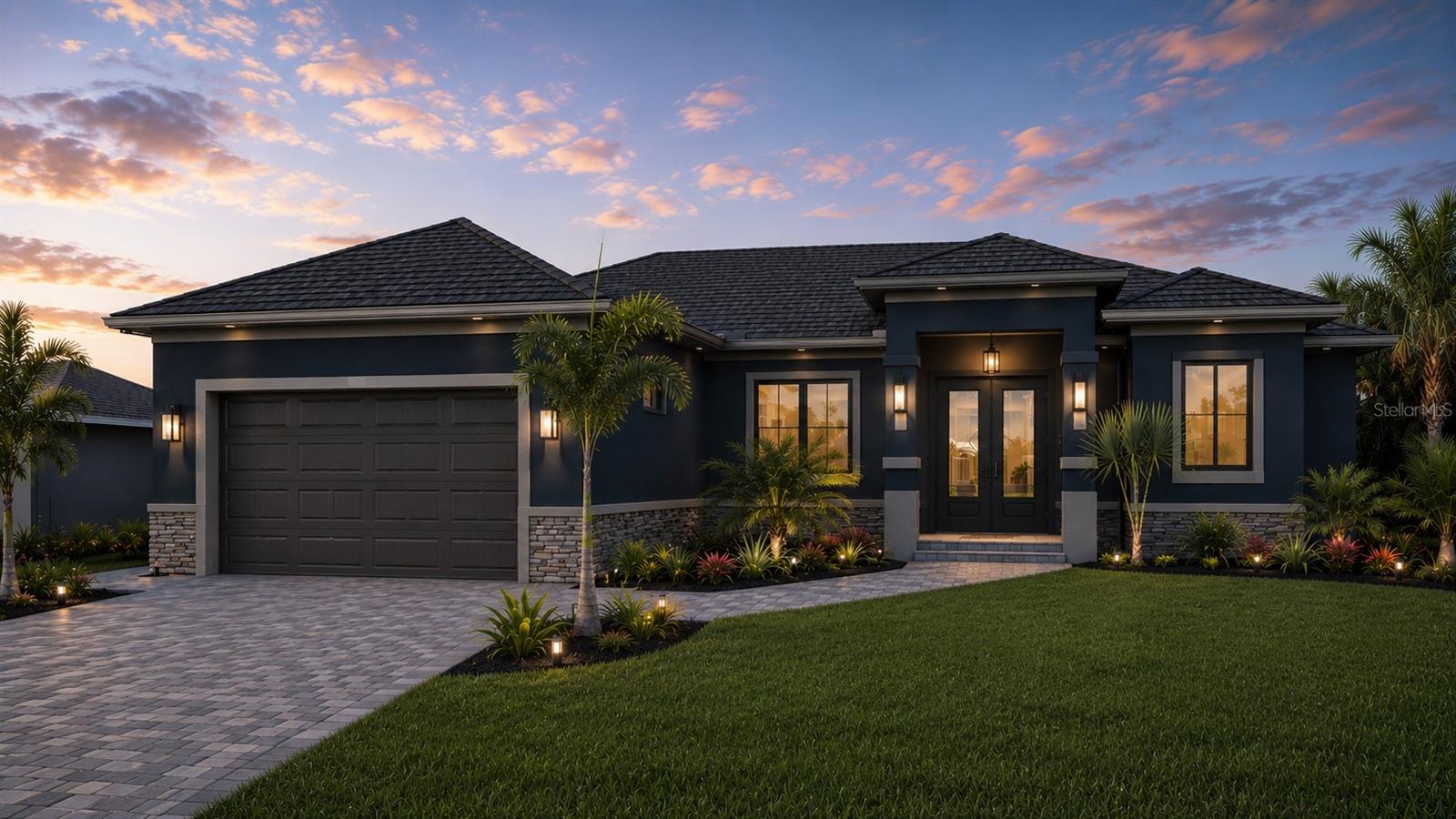Pre-Construction. To be built. To be built-Welcome to the highly desirable Rotondo West community, where modern luxury meets peaceful waterfront living. This stunning new construction home offers a sleek, contemporary design with a spacious single-story layout, perfect for both relaxing and entertaining. Featuring a two-car garage, four spacious bedrooms, and 2.5 elegant bathrooms, this residence combines comfort with style. The open-concept floor plan seamlessly connects the living, dining, and kitchen areas, creating an inviting space filled with natural light. Step outside to your private oasis, complete with a sparkling private pool and picturesque waterfront views—ideal for enjoying Florida’s beautiful sunsets.
Nestled within a premier golf course community, you'll have access to multiple nearby courses, making it a golfer’s paradise. Just miles from some of Southwest Florida’s renowned beaches, this home is perfect as a year-round retreat or a luxurious second home. Experience the best of Florida living in this exceptional property—where modern design, waterfront serenity, and community amenities come together in perfect harmony.