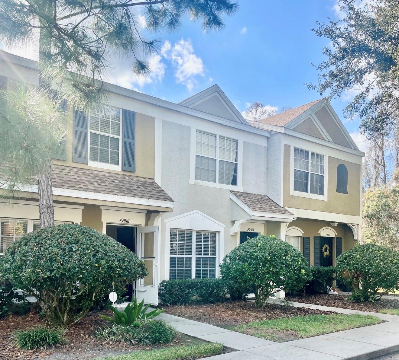 Virtually Staged. Welcome to this beautifully maintained corner-unit townhome in the gated community of Covina Key at Meadow Pointe II in the heart of Wesley Chapel. Offering peaceful pond views and added privacy, this move-in-ready home features a bright, open-concept floor plan with spacious living and dining areas that flow seamlessly into the kitchen, making it ideal for both everyday living and entertaining.
The home features tile flooring. providing a modern look with easy maintenance. Upstairs, you’ll find generously sized bedrooms, including a spacious primary suite with a private bath and ample closet space. Relax on the covered lanai while enjoying tranquil pond views from this premium corner location. Residents enjoy a maintenance-free lifestyle with access to Covina Key’s private pool, as well as Meadow Pointe II’s exceptional amenities, including a clubhouse, fitness center, resort-style pool, tennis and basketball courts, playgrounds, and walking trails. Ideally located just minutes from Wiregrass Mall, Tampa Premium Outlets, AdventHealth, BayCare Hospital, top-rated schools, restaurants, entertainment, and convenient access to I-75 and I-275, this home offers the perfect combination of comfort, convenience, and location.