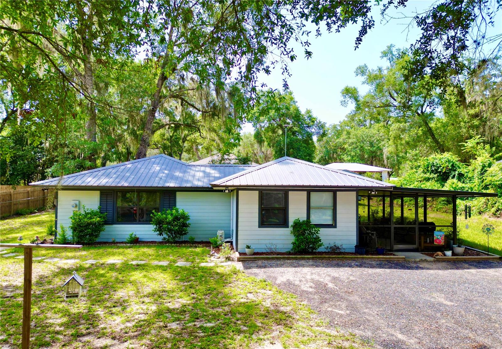 Move-in ready 2-bedroom, 2-bathroom home in the desirable Geneva Lake Estates community! This beautifully updated home features a new 40-year metal roof installed in 2023, a remodeled kitchen with granite countertops, a new range, and microwave, plus a major 2024 renovation that added a spacious second bedroom and second full bathroom. Fresh interior and exterior paint give the home a clean, modern feel, while the 24' x 12' screened room with an insulated roof, completed in 2024, provides the perfect space to relax or entertain year-round. A 10' x 12' storage shed offers additional storage. Located in a quiet, walkable neighborhood, the home is just minutes from Winn-Dixie and is conveniently situated between Keystone Heights and Melrose, offering easy access to shopping, dining, schools, and nearby lakes. This is a wonderful opportunity to own an extensively updated home in a great location.