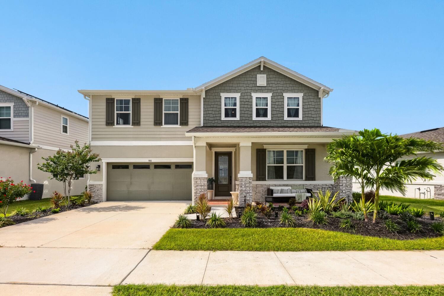 Welcome to this exceptional former model home in Eden Hills, where designer selections, thoughtful enhancements, and premium upgrades create a truly move-in-ready opportunity. Offering 2,690 square feet of beautifully designed living space, this two-story residence features 4 spacious bedrooms and 3 full bathrooms with style, comfort, and functionality throughout. Designed to showcase the community’s finest features, this home includes upgraded flooring throughout, creating a seamless and elevated feel from room to room. The kitchen and bathrooms are beautifully appointed with upgraded soft-close cabinetry, upgraded countertops, designer sinks, and upgraded faucets, blending luxury with everyday convenience. Additional interior upgrades include upgraded ceiling fans and modern light fixtures, adding warmth and character throughout the home. Step outside and enjoy the enhanced outdoor living spaces featuring upgraded landscaping and custom rear patios, thoughtfully designed to maximize relaxation and entertaining while taking full advantage of the tranquil setting. The open-concept layout and expansive windows showcase beautiful views overlooking Glassy Lake, creating a peaceful backdrop to enjoy morning coffee, evening sunsets, and everyday living. Located in the desirable Eden Hills community, this home offers convenient access to shopping, dining, and major roadways—and is approximately 30 minutes from Disney, making it an ideal primary residence, vacation retreat, or investment opportunity. Contact us today to schedule your private showing and experience all this exceptional home has to offer.