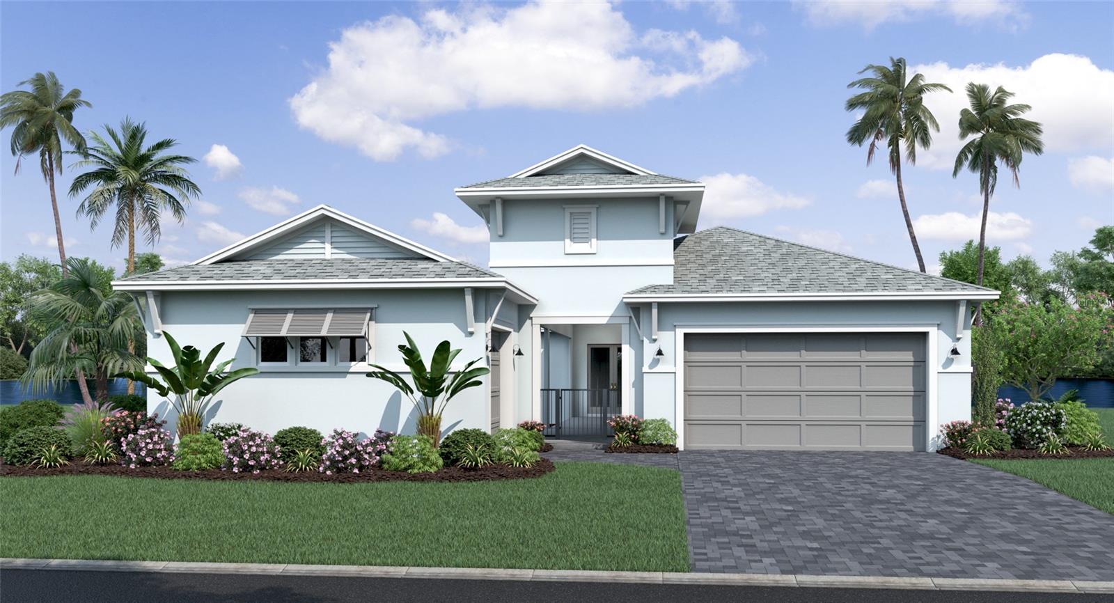 One or more photo(s) has been virtually staged. Pre-Construction. To be built. Step into the stunning Coastal Elevation Osprey, a thoughtfully crafted single-story home that effortlessly blends elegance, comfort, and versatility. This beautifully designed residence features 4 spacious bedrooms, an airy open-concept layout, and the rare convenience of two separate garages — a 2-car attached garage and a private detached 1-car garage. At the heart of the home, you’ll find an inviting gourmet kitchen complete with a generous walk-in pantry, an oversized island, and stylish finishes — perfect for both everyday living and entertaining. The kitchen flows seamlessly into the sun-filled dining area and welcoming family room**, creating a warm and cohesive living space. Retreat to the luxurious private primary suite, where comfort meets sophistication. Enjoy a dual-sink vanity, an expansive walk-in closet, and a spa-inspired wet room featuring a gorgeous soaking tub set within a sleek tiled shower enclosure. Two well-appointed secondary bedrooms share a convenient Jack and Jill bathroom, offering both privacy and functionality. A thoughtfully placed powder room and a well-equipped laundry room add to the home’s everyday ease. One of the home’s most charming features is the picturesque courtyard that is a beautiful focal point of the family room from the large sliding glass door. The courtyard creates a serene outdoor living space with a covered walkway leading to a private fourth bedroom and full bath. Connected to the detached garage, this versatile space is ideal for guests, a home office, or a quiet retreat. This home is perfectly designed to fit your lifestyle beautifully. *Photos may not be of actual home. Photos may be of similar home/floorplan or model home if home is under construction.