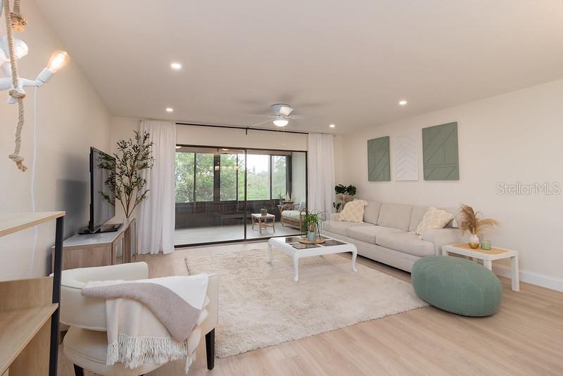 HOA includes cable, internet, and water—offering exceptional value with no additional monthly utility hassle! | Fully Renovated & Fully Furnished | Pet Friendly

This beautifully renovated and fully furnished residence features upscale finishes throughout, including brand-new waterproof luxury vinyl plank flooring, custom walk-in closets, stainless steel appliances, quartz countertops, soft-close cabinetry, designer tile shower surrounds, new vanities, and modern toilets. Freshly painted and enhanced with new ceiling fans and recessed lighting, the home delivers a bright, modern, and inviting atmosphere

Welcome to this elegantly designed and spacious condo offering a serene Florida retreat in the highly sought-after Wildwood Springs, an 88-acre bird and wildlife preserve. Spanning 1,728 total square feet, the condo includes two bedrooms with king and queen beds, plus smart TVs in both the living room and primary suite.

The spacious enclosed lanai overlooks tranquil lake views—perfect for morning coffee or relaxing evenings in your private Florida oasis. An oversized storage closet with a second refrigerator adds exceptional convenience.

Additional highlights include a designated parking space directly in front of the unit and ample guest parking.

Ideally located just 7 miles from Anna Maria Island and 0.8 miles from IMG Academy, this home offers unmatched access to beaches, dining, and local attractions.

Wildwood Springs is a pet-friendly community (up to 30 lbs) featuring meticulously maintained grounds, scenic walking trails, a year-round heated pool and spa, as well as tennis and pickleball courts.