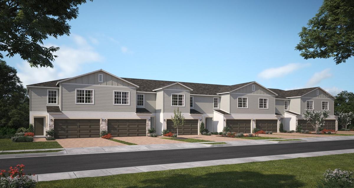 Discover the perfect blend of style and functionality in this stunning Piper Townhome, with no rear neighbors and serene pond views for added privacy. This beautifully designed home offers 4 spacious bedrooms, 2.5 baths, and a 2-car garage, all thoughtfully arranged within an open-concept layout that maximizes comfort and flow. The generous Great Room seamlessly flows to an expansive covered Lanai, creating the ultimate indoor-outdoor living experience. Stylish tile flooring enhances the first-floor main living areas, while the well-appointed kitchen boasts 42" upper cabinets with crown molding, sleek quartz countertops, a large center island, convenient pantry closet, and stainless steel appliances - perfect for entertaining or everyday living. The luxurious Primary Suite offers a private retreat with an ensuite bath including walk-in closet, dual sinks in adult-height vanity, linen closet, and a sleek walk-in shower. The Sky Lakes community is conveniently located with numerous nearby dining, shopping, and entertainment options. Walt Disney World® Resort and Universal Studios Orlando are just a short drive away, and the community is located less than 30 minutes from The Medical City - Lake Nona, and Orlando International Airport.