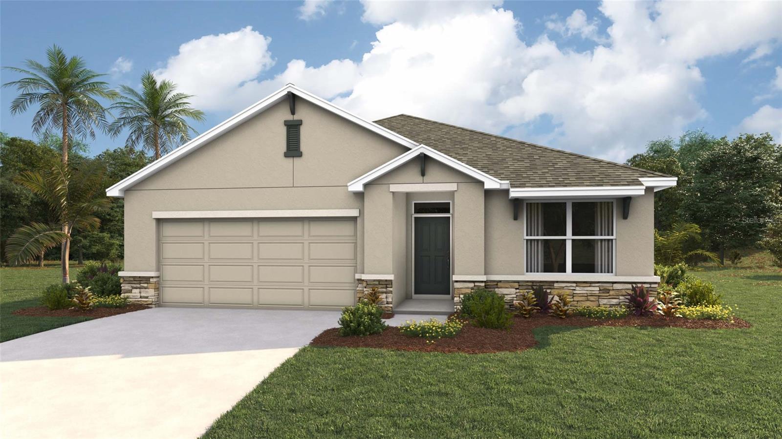 One or more photo(s) has been virtually staged. Under Construction. Indulge in modern living with this 3-bedroom, all concrete block constructed home featuring an open layout and stainless-steel appliances. The layout of the home connects the living, dining, and kitchen areas, creating a spacious and inviting atmosphere. The kitchen, equipped with stainless-steel  built-in dishwasher, range, and microwave, becomes a stylish focal point, blending form and function.  With three bedrooms thoughtfully integrated into the layout, this home offers both comfort and contemporary elegance. The primary bedroom features an ensuite bathroom and walk-in closet. The Aria is complete with a state-of-the-art smart home system. Pictures, photographs, colors, features, and sizes are for illustration purposes only and will vary from the homes as built. Home and community information including pricing, included features, terms, availability and amenities are subject to change and prior sale at any time without notice or obligation. CRC057592.
