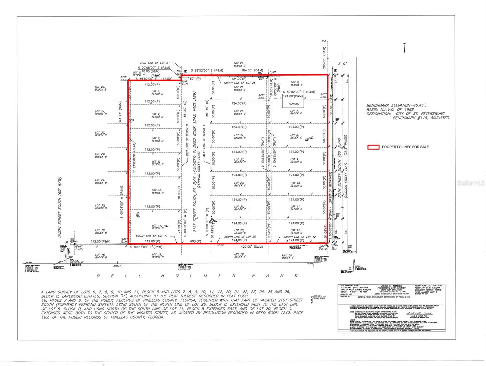 ENTIRE City block that will have up to 26 brand new contiguous homes as a community!!  6 of those homes/lots are already under construction on the far West side and not for sale.  The balance of the property that is for sale is the already platted 20 lots and zoned for single family homes (Blk C, Lot 6 is included). Rare opportunity to have this size of a cluster in the City for all new construction.  Interior road/driveway, water and sewer lines need to be added for services and access to the middle lots.