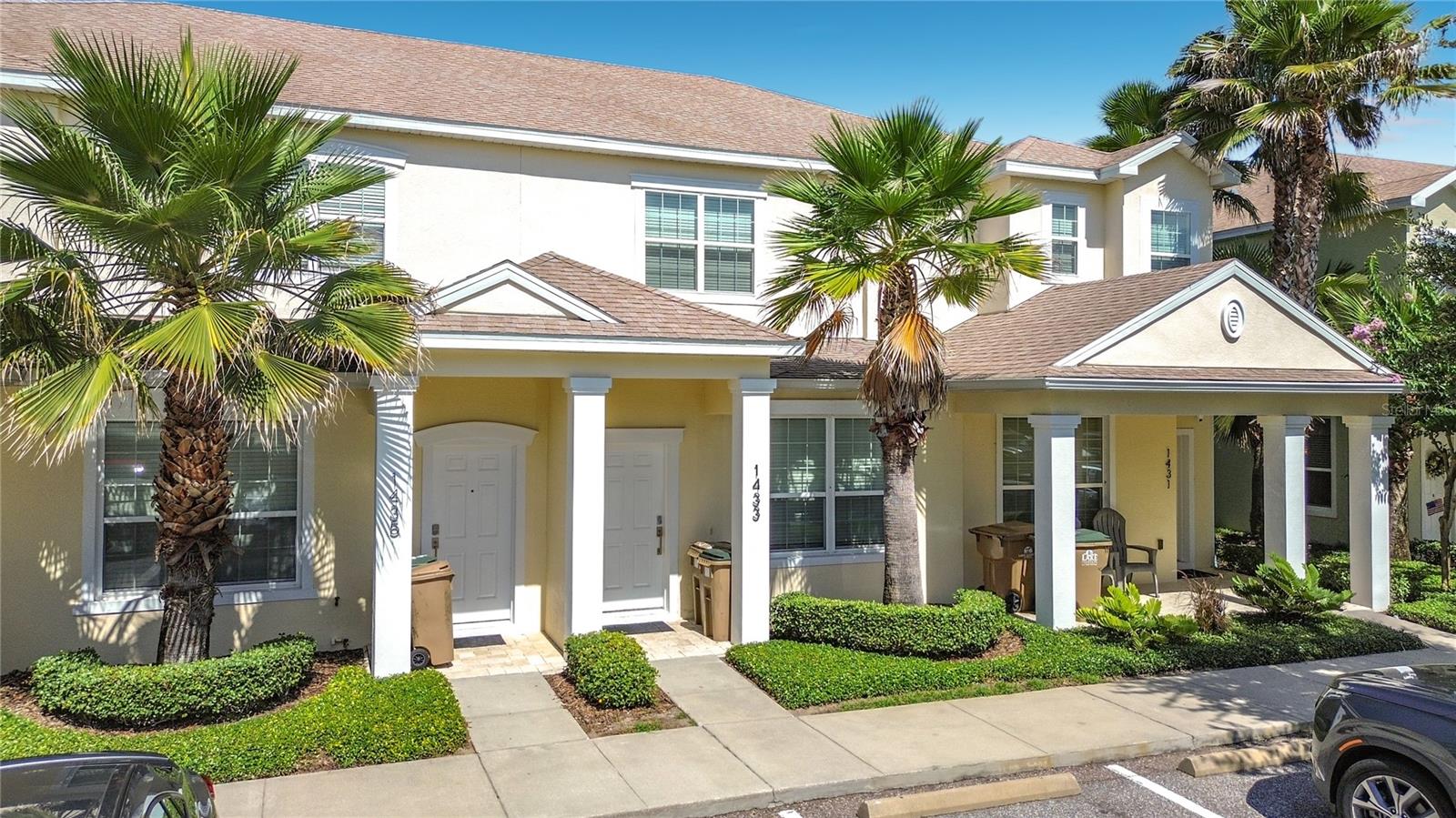 Welcome to The Retreat at Silver Creek, where modern comfort meets resort-style living. This beautifully furnished 3-bedroom, 3-bathroom townhome offers the perfect blend of style, functionality, and Florida living. The open-concept floor plan features a bright and inviting living area that flows seamlessly into the modern kitchen, complete with upgraded white quartz countertops, stainless steel appliances, ample cabinet space, and a large breakfast bar—an attractive upgrade from the builder-standard finishes found in many homes throughout the community. Step outside to your private screened-in pool and patio, creating the perfect space to relax and enjoy Florida's year-round sunshine. Whether you're unwinding after a day at the theme parks or spending time with family and friends, this outdoor space is designed for easy, low-maintenance enjoyment. Upstairs, the spacious primary suite features an en-suite bathroom, generous closet space, and a private balcony. The additional bedrooms provide comfortable accommodations for family and guests, including a themed third bedroom featuring a custom hand-painted mural by a local artist, creating a fun and memorable space for younger visitors. Beyond being a beautiful vacation home, this property also boasts a proven short-term rental history, making it an excellent opportunity for investors seeking immediate income potential. Residents and guests of The Retreat at Silver Creek enjoy access to resort-style amenities including a community pool, clubhouse, fitness center, game room, and playground, all covered by the HOA. Whether you're looking for a turnkey short-term rental, a vacation retreat, or a full-time residence, this property offers a low-maintenance lifestyle just minutes from Walt Disney World, championship golf courses, shopping, dining, and Central Florida's world-famous attractions.