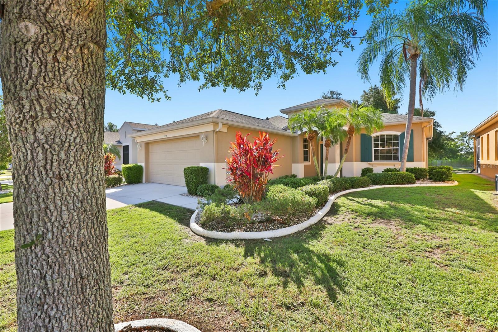 Virtually Staged. *THE BEST OPPORTUNITY IN RENAISSANCE!*   Welcome to this lovely 2 BEDROOM/2 BATH PLUS DEN & WATER VIEWS, single family home, nestled in the premier 55+ community of Renaissance in Sun City Center, FL.   You'll love the modern open floorplan that boasts almost 1400 sq ft of FRESHLY PAINTED INTERIOR, NEWER LAMINATE FLOORING, NEWER ROOF and PRETTY WATER VIEWS ALL ACROSS THE REAR OF THE HOME.  The kitchen is light & bright with white cabinetry & corian counters, NEWER GAS RANGE and a breakfast bar for extra casual seating.  Entertain in comfort in the living room/dining room combo that also has a slider for easy access to the lanai area.  The spacious primary bedroom can easily accommodate a king size bed and has an ensuite bathroom with walk-in shower & plenty of closet space.  The guest bedroom & bathroom are at the opposite end of the home for extra privacy.  The versatile den can be used for your office, hobby room or 3rd bedroom if needed.  When you want to relax & enjoy the water views & various wildlife, retreat to the screened & covered lanai.  FOR AN ADDED BONUS, THE HOA FEE INCLUDES LAWN MAINTENANCE, CABLE & INTERNET!  The neighborhood CLUB RENAISSANCE is just a short golf cart ride away, where you can enjoy dining, drinks, resort-style pool, fitness classes, social activities, spa and more.  You'll also have access to the numerous Sun City Center amenities, such as restaurants, shopping, banking, doctors, many social & sporting clubs and tons more, all accessible by golf cart.  So come and visit this gem today and discover why you'll want to call it home!