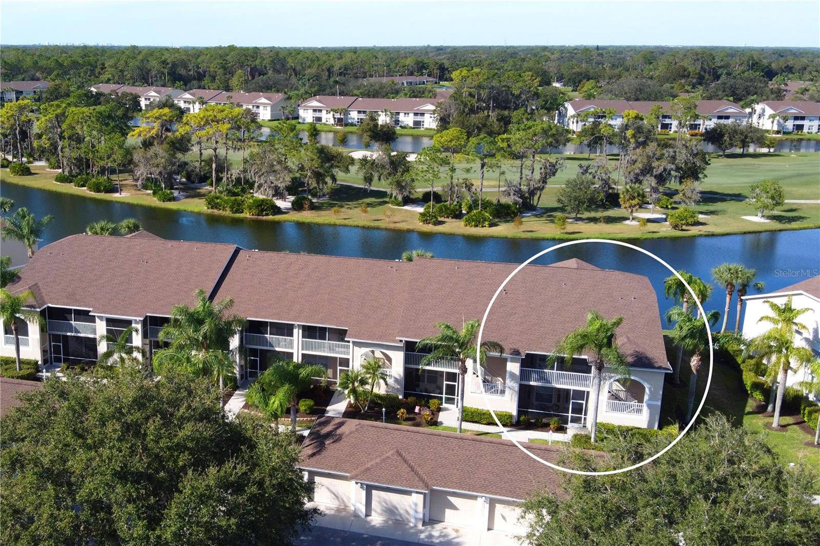 Come take a look at this wonderful maintenance free, first floor “Abbey” Veranda being sold Turn-Key Furnished. At nearly 1,700 square feet, this floor plan is the largest of the Verandas in the community and offers plenty of room and storage for owners and guests alike. With 2 bedrooms, 2 bathrooms, a den/study, and a detached one car garage, this property is ideal for those seeking the best of Florida’s Golf Coast lifestyle. As you enter, you’ll immediately notice the spacious open floor plan designed for both relaxing and entertaining. The kitchen has been thoughtfully updated with beautiful granite countertops and stainless steel appliances giving owners a wonderful space to cook meals and entertain family. The living area lets in a ton of natural lights from the windows and large slider doors, and sweeping views of the immaculately landscaped 14th hole of the golf course and stunning north-western facing water views.The split bedroom layout is perfect for hosting guests or enjoying a quiet evening in, the layout offers flexibility and flow. The primary suite is a perfect place to wind down for the evening complete with a sizable en-suite bathroom with dual sinks, granite countertops, new mirrors and light fixtures, a nice soaking tub, and stand up shower. The den/study space provides the ultimate flexibility as the beautiful double doors allow the room to be used as a third bedroom. Enjoy your private screened front and rear lanai spaces that feature gorgeous ceramic tile flooring and wonderful seating options. Heritage Oaks is known for its pristine 18-hole golf course, har-tru tennis courts, fitness center, 24-hour security, an impressive recently renovated clubhouse with 2 restaurants including the sensational 19th Hole Lounge, 5 heated swimming pools, and a calendar of events packed with activities. Schedule your private tour on this wonderful property.