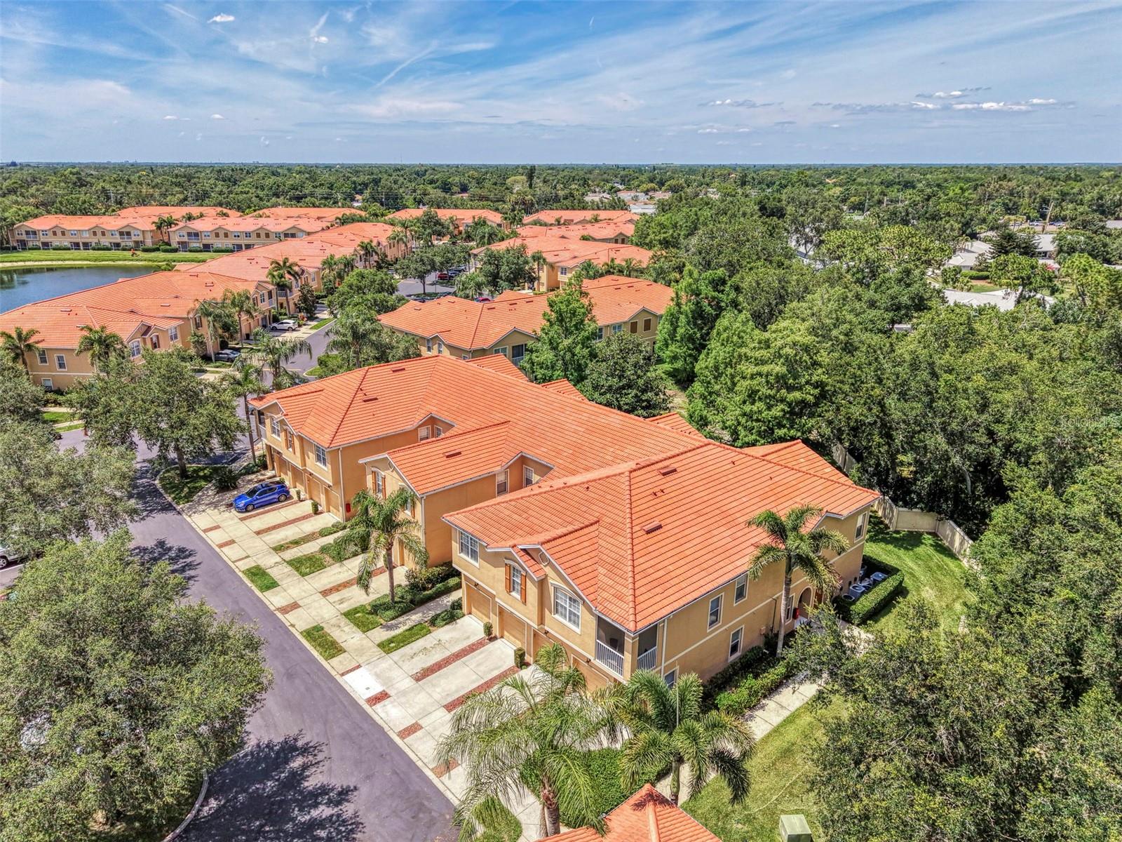 Tucked away in the back of the gated Parkridge community, this beautifully maintained end unit offers exceptional privacy and one of the most convenient locations in Sarasota. The home features a private attached garage and entryway on the first level, while the entire living area is situated upstairs, creating a spacious and functional floor plan. Recent upgrades include a new A/C system, new water heater, and brand new Samsung dishwasher, providing comfort, efficiency, and peace of mind for years to come.

Updated vinyl plank flooring flows throughout the main living areas, while porcelain tile accents the kitchen and bathrooms. Additional interior features include Corian countertops, stainless steel appliances, 5.5-inch baseboards, and ceiling fans in every room. The spacious kitchen is complemented by a separate dining room, offering plenty of space for both casual meals and entertaining. The primary suite features a generous walk-in closet, while the attached garage includes a sizeable storage nook beneath the staircase, providing valuable extra storage space.

Residents enjoy a gated entrance, heated community pool, scenic lakes, and beautifully maintained grounds. Ideally located just minutes from UTC Mall, Whole Foods, Detwiler's Farm Market, Nathan Benderson Park, Mote SEA Aquarium, Lakewood Ranch, Sarasota-Bradenton International Airport, I-75, and countless shopping, dining, and entertainment destinations. World renowned Gulf Coast beaches, including Siesta Key, Lido Key, Longboat Key, and Anna Maria Island, are all within easy reach, allowing you to enjoy the very best of the Sarasota lifestyle while maintaining a quiet, secluded setting within the community.