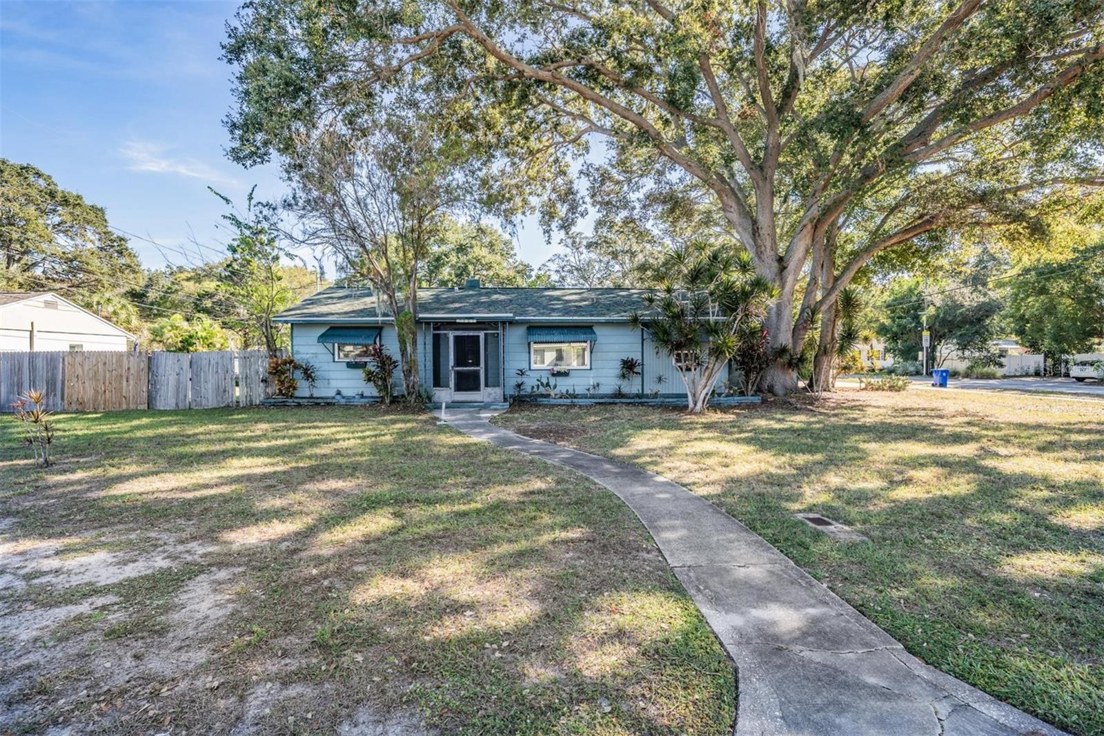 Welcome to this promising gem nestled in the heart of Dunedin, Florida! Tucked away on a corner lot, this property presents an exciting opportunity for those seeking a project to create their dream home.  As you step onto this property, you'll immediately envision the potential this residence holds. With its 3 spacious bedrooms and 2 bathrooms, this home offers a canvas for your creativity and personal touch. Roof 2016; AC 2003; Water Heater 2011; Electric Panel 2011. The home is situated on a .24 Acre Lot with the dimensions of 90x110.  Providing additional space and privacy, this corner lot boasts a sizable backyard, offering plenty of room for expansion, gardening, or a relaxing outdoor oasis.  There is a massive driveway that can store several cars and a boat.  This home is Ideal for those with a vision! Customize and transform this property into your ideal haven. Whether it's modern updates, a new layout, or a complete redesign, the possibilities are endless.  Strategically positioned just two blocks from the renowned Pinellas Trail, perfect for outdoor enthusiasts and nature lovers. Enjoy the convenience of being only 4 blocks away from the stunning water of Tampa Bay OR ONLY 1 mile North of Main Street of Dunedin!  Dunedin is known for its vibrant community and rich culture, it is known for it's amazing restaurants, shops and marina. Explore the bustling downtown area, indulge in delicious cuisines at local eateries, or spend leisurely afternoons at nearby beaches.  This property presents an incredible opportunity to craft your own vision of home. Don't miss the chance to make this Dunedin residence your own masterpiece.  Remediated Sinkhole in 2001.