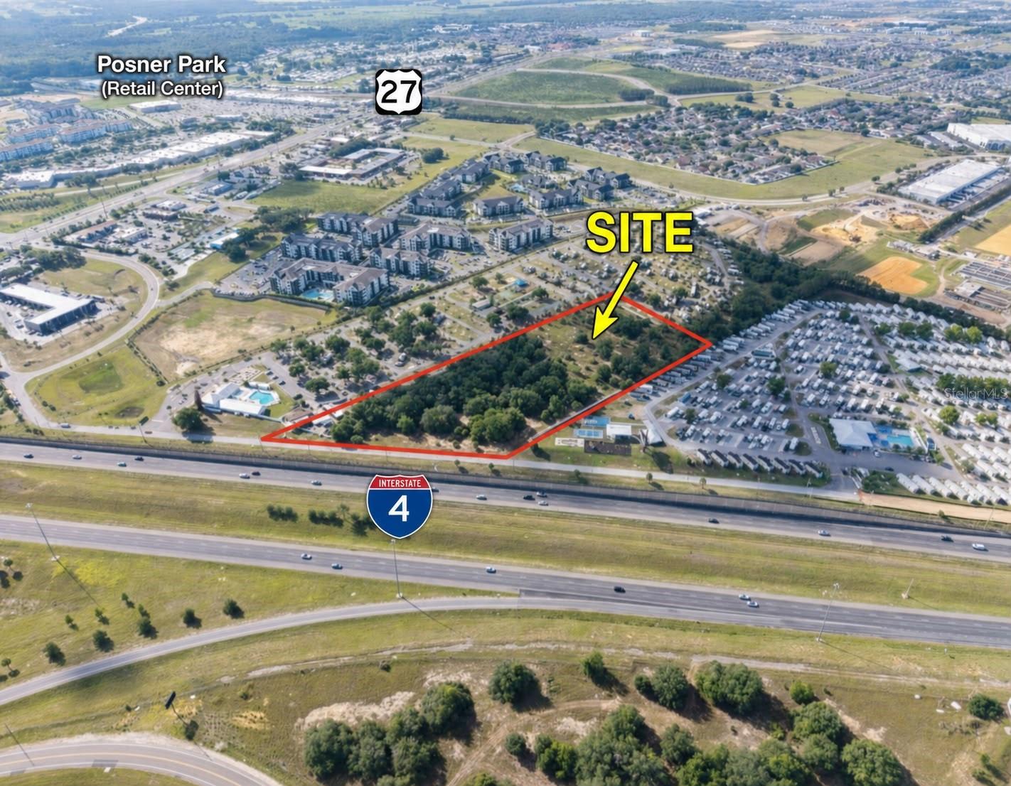 PRIME COMMERCIAL LAND 6.62 ACRES | I-4 & US-27 | DAVENPORT, FL

Rare opportunity to acquire 6.62
acres in one of Central Florida’s fastest-growing commercial corridors. Ideally located near Interstate 4 Exit 55 and US Highway 27, this site offers exceptional visibility, strong traffic exposure, and convenient access to major transportation routes.

Surrounded by national retailers including Target, BJ’s Wholesale Club, Ross, Hobby Lobby, restaurants, hotels, RV resorts, multifamily developments, and the Posner Park area, the property is positioned in the center of continued residential and commercial growth.

Excellent opportunity for commercial development, investment, retail, hospitality, self-storage, or mixed-use projects, subject
RAC-X ZONE 

Buyer and buyer’s agent to verify zoning, future land use, permitted uses, utilities, and development requirements.


* 35 minutes to Downtown Orlando
* 25 minutes to Orlando International Airport (MCO)
* 15 minutes to Walt Disney World® Resort
* 20 minutes to Disney Springs®
* 10 minutes to ChampionsGate
* 15 minutes to Posner Park Shopping Center
* 25 minutes to Winter Haven
* 30 minutes to Lakeland
* 40 minutes to Tampa via I-4

Why This Location Matters:

* Direct access to I-4, one of Florida’s major transportation corridors
* Positioned near major tourism, residential growth, and commercial development
* High visibility and convenient access for future commercial opportunities