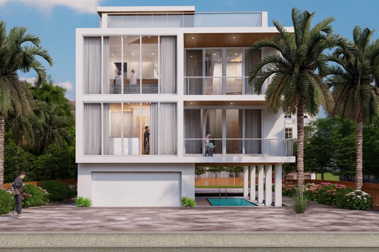 Under Construction. Welcome to a one-of-a-kind opportunity on Lido Key. This home sits directly across from the sand—simply step out the door, cross the street, and you’re on Lido Beach. Spend your days kayaking, swimming, or sunbathing, then stroll home barefoot for a cold drink from your own kitchen. With St. Armands Circle just a short walk away, world-class dining, shopping, and entertainment are all within easy reach—no car required.

Currently under construction, this residence was conceived as a modern coastal sanctuary, where sleek architecture meets bulletproof engineering. From its commanding presence to its fortified construction, every detail was designed to impress—and to endure. The entire home is built from solid poured concrete, anchored deep into the earth by massive structural pilings. All windows and doors are hurricane-impact rated, and the structure exceeds even Florida’s highest standards for wind and storm resistance. This isn’t just hurricane-ready—it’s a concrete bunker in disguise, wrapped in modern design.

Even the ground level is designed for resilience, finished entirely in water-resistant materials. In the rare event of flood exposure, cleanup is minimal—no costly damage, no downtime. It's a home that’s as smart as it is stunning.

The layout is purposefully elevated to maximize privacy, function, and uninterrupted Gulf views. The first floor includes a spacious garage and ample storage for all your beach gear. The second floor offers the primary suite and two additional bedrooms, perfectly arranged for rest and retreat. On the third floor, you'll find two more bedrooms and an expansive, open-concept living area with soaring ceilings and floor-to-ceiling views of the Gulf. A full outdoor kitchen completes this level, making entertaining seamless. Finally, the rooftop terrace is the crown jewel—featuring a second outdoor kitchen, lounge area, and panoramic, front-row sunsets over the water every evening.

The most expensive and critical construction milestones are already complete: the full structural concrete shell, roof, framing, impact windows, and the majority of mechanical, electrical and plumbing rough-ins. The home is being built by a high-end custom home builder, who is ready to seamlessly carry the project through to completion for the next owner. Now is the perfect time to step in and bring your vision to life—select your finishes, refine your layout, and make it uniquely yours. Or, for those who prefer a hands-off approach, the listing broker can provide pricing for a fully turnkey solution.

Whether you're seeking a showstopping primary residence, a private vacation home, or a premium short-term rental investment, this property checks every box. Its unbeatable location across from the beach and walking distance to St. Armands makes it a highly desirable destination for luxury travelers year-round.

Homes like this don’t come along often. The heavy lifting is done. The dream is already in motion. Now it’s your turn to make it yours.