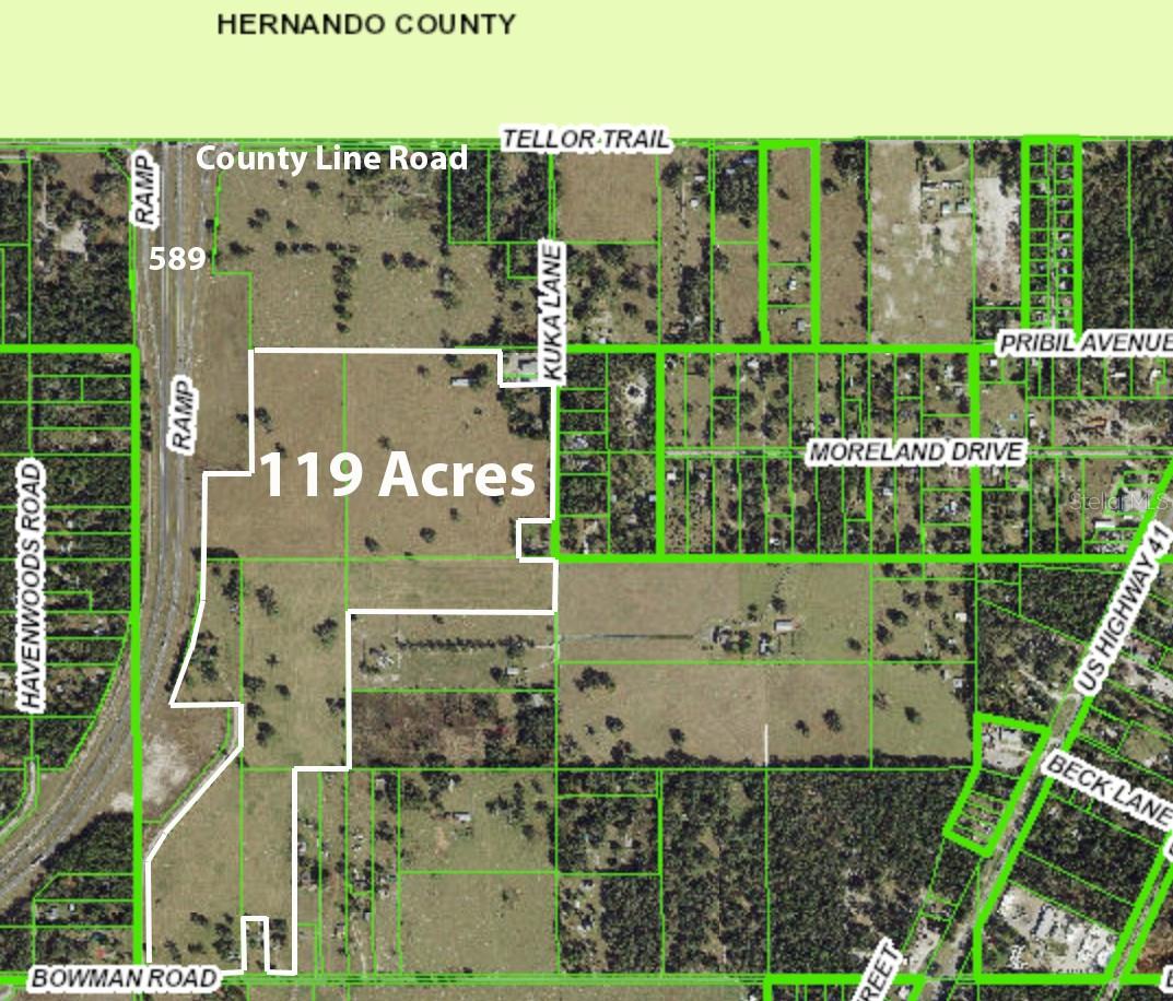 119 ACRES FOR FUTURE DEVELOPMENT SITE - located on the east side of the Suncoast Parkway (589) just south of County Line Road. Property is in PASCO'S FUTURE LAND USE for EC.  

Many positives about this property for a developer:
NO FLOOD (X ZONE).
NO WETLANDS. 
ALREADY CLEARED. 
PROPERTY IS LEVEL. 
Located in a DESIGNATED OPPORTUNITY ZONE (The Tax Cuts and Jobs Act of 2017 established Opportunity Zones as a mechanism to provide tax incentives for investment in designated census tracts. Investments made by individuals through special funds in these zones would be allowed to defer or eliminate federal taxes on capital gains).

Property is in PASCO'S FUTURE LAND USE for EC - High density residential. The EC land use designation is a mixed use land use category that permits Corporate Business Parks, “Targeted Primary Businesses”, higher density residential, and industrial uses. 

There are not many sites with this much acreage available next to the Suncoast parkway for future development. Call now.

Sale includes 7 parcels for a total of 119 acres off the Suncoast parkway (589) near County Line Road. Parcel numbers are: 
Parcel ID: 02-24-18-0000-01000-0000   36.8 acres
Parcel ID: 02-24-18-0000-00900-0000   21.5 acres
Parcel ID: 02-24-18-0000-01200-0020   7.5 acres
Parcel ID: 02-24-18-0000-01300-0010   20 acres
Parcel ID: 02-24-18-0000-01300-0030   10 acres
Parcel ID: 02-24-18-0000-01200-0021   15 acres
Parcel ID: 02-24-18-0000-01200-0000   8.5 acres
