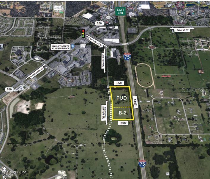 Over 1400 feet of Prime Interstate frontage on I-75 in close proximity of quickly expanding development along SR200. Great potential for Commercial use, Hotel, RV Sales, Car Sales, etc.. The 18 Acres encompasses a portion of parcel Parcel #23875-000-00 which is zoned B2 and approx. 6 acres. and parcel #23877-000-00 which is zoned PUD and approximately 12 acres.  This is your Opportunity to get in now on Ocala's Commercial Boom.  Property will also be bordered by the new four-Lane SW 49th Avenue, the construction of which is scheduled to begin in 2021.