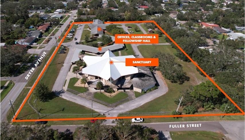 The property contains two buildings, a sanctuary measuring 15,489± SF and a separate building with offices, classrooms, and a fellowship hall measuring 12,808±. The sanctuary has a seating capacity of 375±.

 

The property encompasses 5.53± acres of land in a residential area, sitting less than 1 mile east of the Intracoastal.