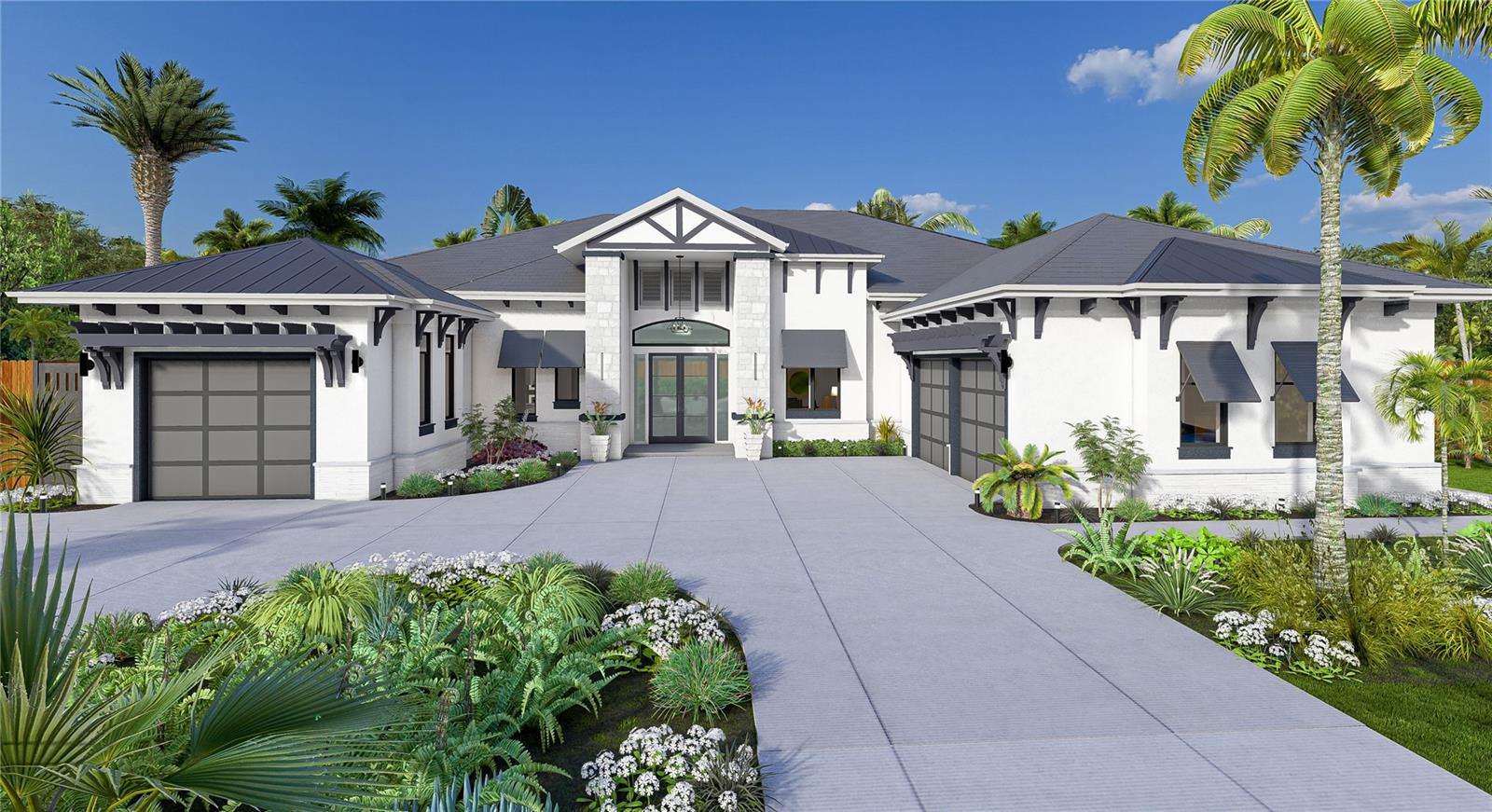 Pre-Construction. To be built. Nestled within the heart of West of the Trail lies a world-class estate proudly standing as the pinnacle of future luxury homes. Collectively envisioned by the esteemed team of M&J Pham Development, the residence is a masterwork of inspiring design and immaculate execution. Situated on a majestic parcel of approximately 15,930 sqft, the home promises an unrivaled level of privacy and serenity set against enchanting grounds and unbeatable location. Experience a thoughtfully conceived open layout that blends dramatic scale and volume with comfortable, luxurious living. The seamless integration of grand indoor living areas featuring 18 ft high vaulted ceilings with the numerous patios and verdant grounds is ideal for both intimate gatherings and large events. The kitchen features an open-concept layout with custom design elements. The centerpiece is a large quartz island with waterfall edges, illuminated by elegant pendant lights. Custom cabinetry in a glossy finish complements the state-of-the-art stainless steel appliances. The kitchen is equipped with a professional-grade gas range, double ovens, and a built-in espresso machine. To one side, a discreet entrance leads to a spacious butler's pantry, outfitted with additional storage, a secondary sink, and a prep area, ideal for hosting large gatherings or keeping the main kitchen clutter-free. The pantry features matching cabinetry and countertops, ensuring a seamless flow from the kitchen. Adjacent to the dining area, a glass wine enclosure adds a touch of sophistication and practicality. This temperature-controlled space, enclosed in floor-to-ceiling glass, with custom shelving and ambient lighting, transforming it into a striking visual feature. The primary bedroom has impressive 14-foot vaulted ceilings that create an airy, open atmosphere, further enhanced by large windows that flood the room with natural light. The walls are adorned with soft, neutral tones, providing a calming backdrop for the carefully curated decor. The en-suite bathroom features dual vanities with quartz countertops, sleek modern fixtures and a freestanding soaking tub providing a spa-like experience. The walk-in shower, enclosed in frameless glass, boasts multiple shower heads and exquisite tile work.  In the backyard you will find a stunning resort-style pool with a built-in spa, waterfall, and ambient lighting, surrounded by a natural stone deck. The wrapped around lanai area provides a cool dining area, complemented by a fully equipped outdoor kitchen and bar. A cozy fire pit with seating is perfect for evening gatherings. Lush landscaping with vibrant flower beds, mature trees, and decorative water features adds to the beauty and tranquility. This backyard blends privacy, style, and functionality for an amazing outdoor living experience. Close to Southside Village, downtown Sarasota and Siesta Key.
