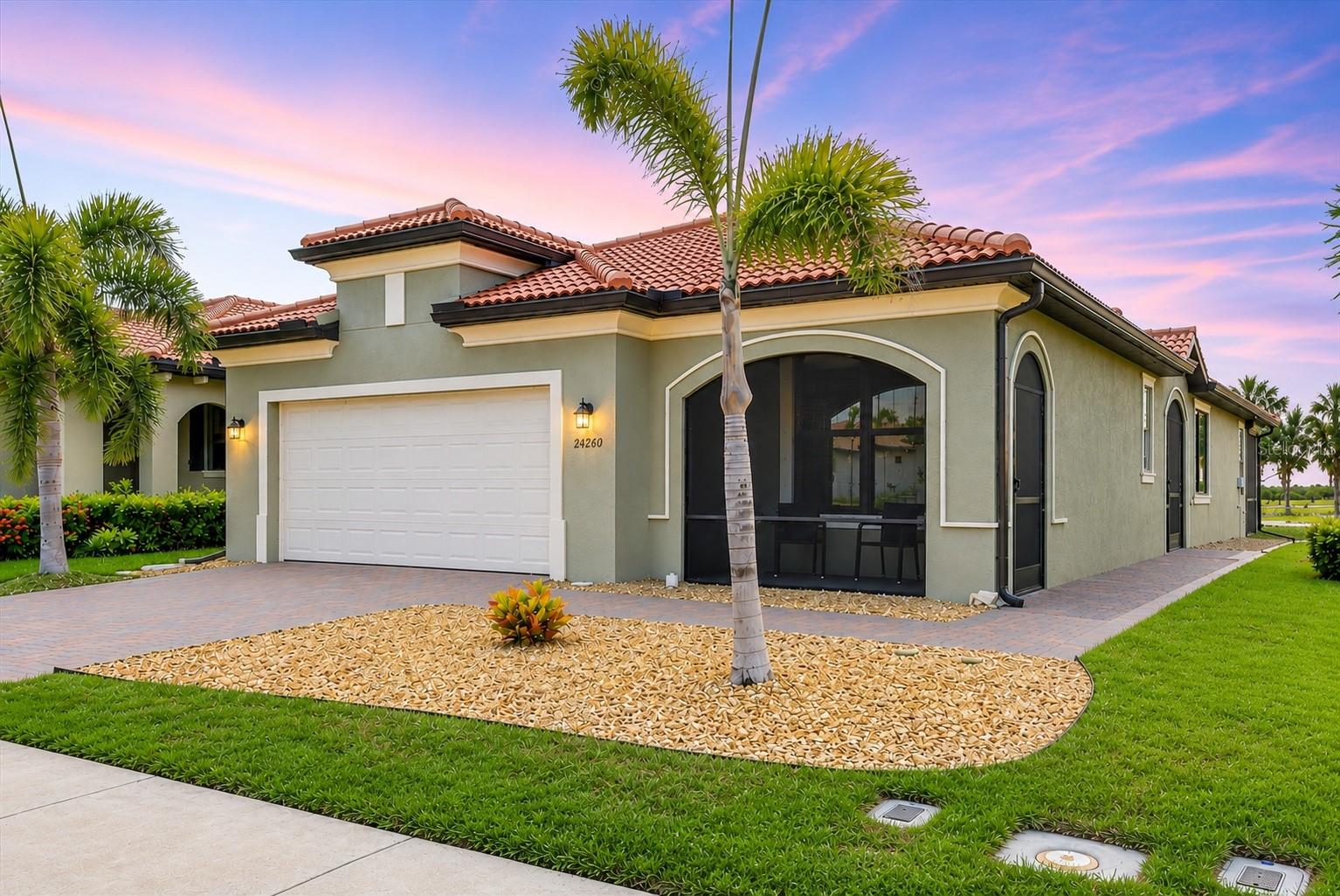 Virtually Staged. Welcome to this beautifully appointed Roma floor plan in the highly sought-after Sarasota
National Golf Community, offering 2-bedroom, 2 bathrooms, a versatile den/office/3 rd bedroom,
a 2-car garage and 2 golf memberships. Whether you are searching for a full-time residence,
seasonal getaway, or investment in the Florida lifestyle, this exception home delivers comfort,
elegance, and resort-style living.

Designed for both everyday living and entertaining, the open-concept floor plan seamlessly
connects the kitchen, dining area, and great room. Expansive sliding glass doors open to the
spacious screened back lanai, where you have it all - waterfront and wildlife views and a front
row seat to the 6 th hole putting green, the bunker shots, and the manicured fairway. This
premium homesite is perfectly positioned on one of the community’s largest lakes, showcasing
breathtaking panoramic views of both the water and the championship golf course.
The well-equipped kitchen features granite countertops, stainless steel appliances, abundant
cabinetry, convenient pull-out drawers, recessed lighting, and a functional layout. The dining
area easily accommodates larger tables, while the spacious great room offers an inviting place to
unwind. The private den, enhanced by elegant glass French doors, provides exceptional
flexibility. Additional custom upgrades include, newly installed hurricane-rated impact
windows, motorized Storm Smart hurricane protection screens, a custom Closet Tech
organization system in both bedroom closets, ceiling fans, a screened front porch, complete tile
re-grouting, a new kitchen sink and faucet, and thoughtfully designed maintenance-free
landscaping—all contributing to the home’s exceptional quality and ease of ownership.
Sarasota National is one of Southwest Florida’s premier resort communities. Residents have 2
memberships to the Golf Course, private Golf Clubhouse, exclusive dining at the 19th Hole
Restaurant, use of the golf simulator and an extraordinary collection of world-class amenities,
including a resort-style pool and lap pool, poolside Tiki Bar, Palm Club restaurant, coffee
lounge, library, state-of-the-art fitness center, fitness classes, tennis courts, a tennis pro, 8
pickleball courts, a pickleball pro, bocce courts, water aerobics, two dog parks, playground, and
a full calendar of social events and activities.

Exciting renovations have begun on a new golf course designed by internationally famed
Fry/Straka Global and will completed soon. The elite plan includes rebuilding all greens to
USGA specifications, re-grassing all fairways, roughs, and tee boxes, and installing a new state-
of-the-art irrigation system. Additionally, the practice facility will be expanded to a 47,000-
square-foot putting complex and 1.75-acre short game area. Completion date expected December
2026! Owner has paid the FULL golf assessment.

Sarasota National is recognized as an Audubon International Certified Signature Sanctuary.
Conveniently located just minutes from Wellen Park, CoolToday Park, historic downtown
Venice, and the Gulf Coast’s beaches, this location offers endless opportunities to experience the
very best of Florida living. Welcome to paradise.