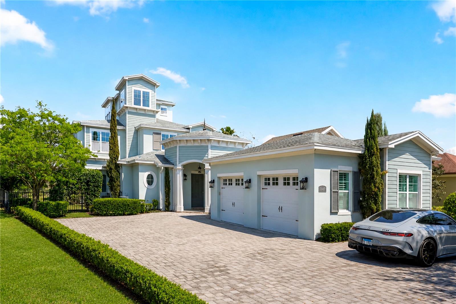 One of Reunion Resort's most iconic and desirable homesites, and one of its most distinctive homes to match.

A 3-story residence on a rare oversized side yard lot, with panoramic golf course views that rank among the finest in Central Florida. From the open main floor to a spectacular third-floor crow's nest, the views travel with you at every level, an elevated perch unlike anything else in the community.

The main floor is designed for easy, stylish living. A bright open-concept layout connects the living area, gourmet kitchen, and breakfast nook with custom built-in bench seating, with a built-in outdoor grill just steps away, perfect for indoor-outdoor entertaining. Two private bedrooms with ensuite bathrooms and a powder room complete the ground floor. Upstairs, three more ensuite bedrooms provide comfort and privacy for family and guests, alongside a generous game room with pool table and its own powder room. Built-in bunk beds make this an instant favorite for families and younger guests.

Outside, a resort-style pool and spa overlook the fairways, with a poolside half bath and outdoor shower for effortless outdoor living. On clear evenings, Disney fireworks light up the sky from the backyard.

Six bedrooms, all ensuite. Two full laundry rooms, one on each floor. Custom built-ins throughout. Designer furnishings included. Fully move-in ready from day one.

Located in renowned Reunion Resort, minutes from world-class golf, dining, shopping, and Central Florida's top attractions. Exceptional as a primary residence, luxury vacation home, or investment property.

This property does not currently convey with a Reunion Resort Club membership. Buyers interested in membership are encouraged to contact Reunion Resort directly to confirm current availability and policies.
