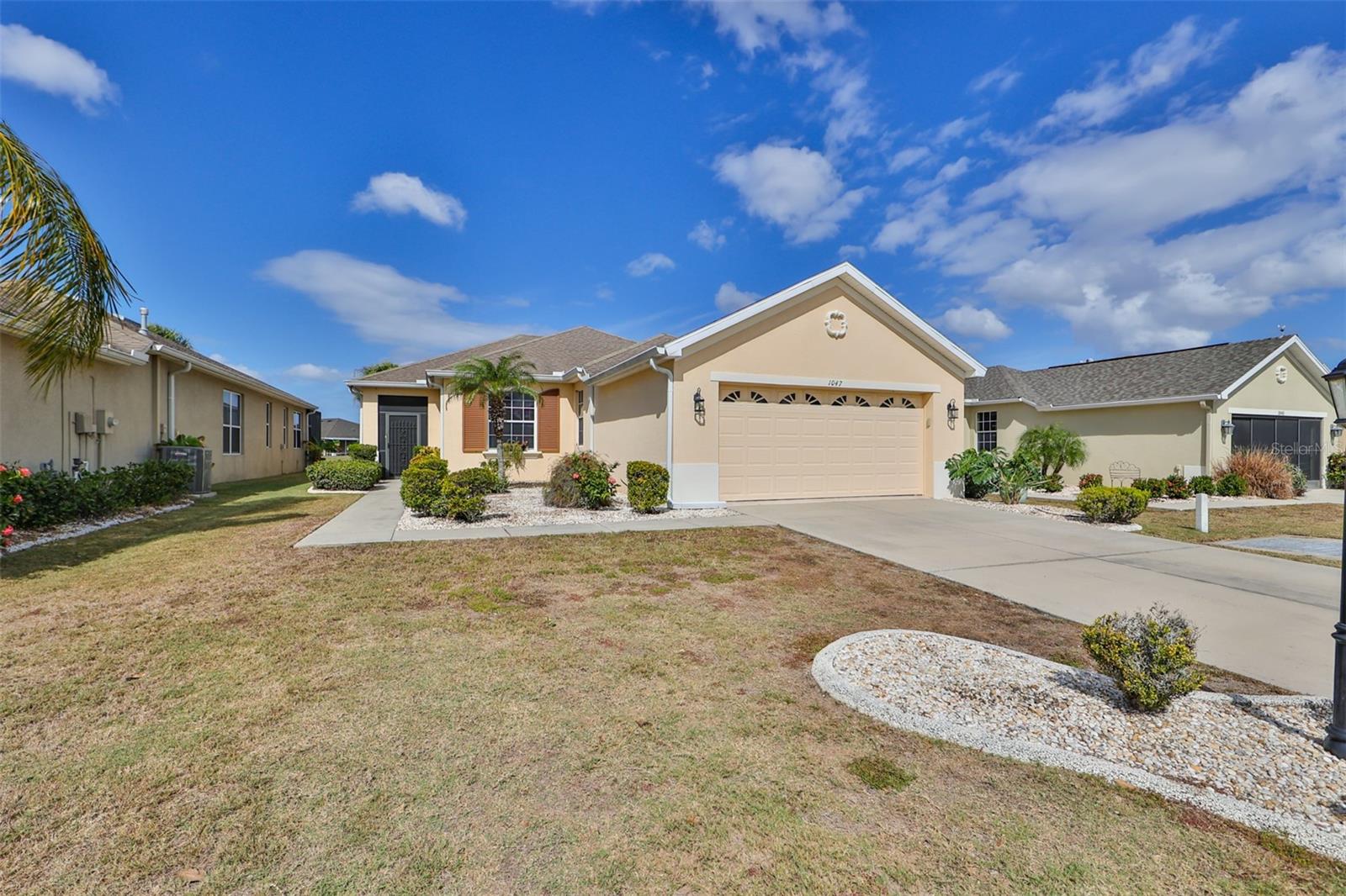 WELCOME TO DREAM RETIREMENT LIVING!  The Renaissance Golf Club community is active retirement living at its finest!  PRE-INSPECTED HOME!! This VERY clean, move-in-ready, pet-free home immediately invites you in with warmth and light!  When you first walk into this 3 bedroom, 2 full bath Louvre model, you will immediately be drawn to the expansive view of the 3rd fairway just beyond the large sparkling pond.  In the Great Room, you will love to open the FULL ROOM sliders and expand your living area into the paver-covered lanai and pool deck, where your crystal blue water-fall pool invites you in for a relaxing swim.  The beautiful kitchen opens to the great room encompassed with crown molding, 42" cabinets, granite countertops, and cork floors, making cooking much more enjoyable!  You will delight in the bamboo floors throughout the rest of the home due to its ease of maintenance and durability.  Your large main bedroom with ensuite comes with dual sinks, a private water closet, a garden tub, a separate walk-in shower, and a walk-in closet.  The second bedroom is across the home for added privacy, and the third bedroom may be used as a den or office space.  Rounded corners and arches just add to the charm of this delightful home.  Take in the quiet and tranquility while relaxing in your screened lanai, sipping your favorite beverage awaiting the most captivating SUNSETS!  Store your car and golf cart in the 2-car garage with room to spare for storage shelves or your workbench.  2023 water heater.  When you want more activities, take your golf cart to the clubhouse where you can enjoy dinner, drinks, fitness classes, the Spa Celeste, a resort-style pool, social activities, and more!  Sun City Center has amazing amenities,  NEWLY RENOVATED courts for the popular sport of pickleball, numerous social clubs, outdoor and indoor pool, shopping, restaurants, and doctors, and is conveniently located to major highways, airports, Tampa, Sarasota, and award-winning beaches and golf courses.  What are you waiting for...come home to a Florida state of mind!