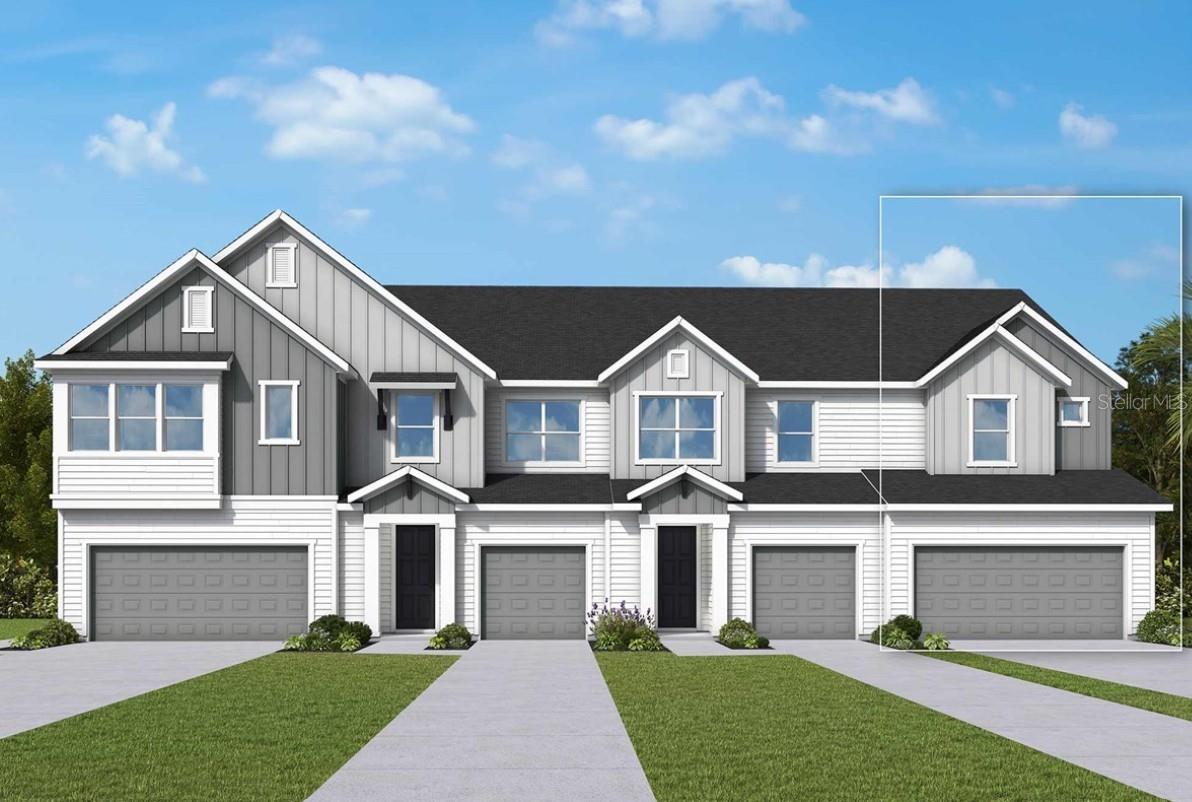 Under Construction. This beautifully designed Creekbend floor plan is a brand new creation by the award-winning David Weekley Homes. It’s a corner unit with a private side entrance. This home boasts over 1600 ft² of living space, including a two-car garage, three bedrooms, two full bathrooms and a powder bath. Thoughtfully selected interior features include durable tile flooring throughout common areas and soft carpeted flooring in bedrooms. For added peace of mind each home also comes with a security system. The kitchen cabinetry is full overlay shaker style with designer appointed hardware. Countertops are quartz. The exterior of the home has beautiful paver driveways with a paver lead walk to the front door. The Creekbend is designed to be very energy efficient.