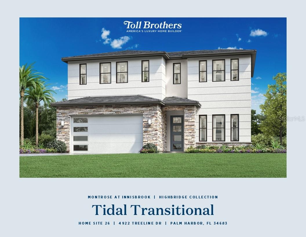 Under Construction. Welcome to the elegant Tidal floor plan, a thoughtfully designed 4-bedroom, 3-bathroom home that blends modern luxury with everyday comfort—located in the sought after, amenity-rich Innisbrook Resort community. This beautifully crafted residence features the primary suite on the first level, offering convenience and privacy, along with designer-appointed finishes throughout that elevate the home’s timeless appeal. The open-concept living spaces flow seamlessly from the gourmet kitchen to the great room, creating an ideal setting for both relaxing and entertaining. Upstairs, a spacious loft provides additional living and entertaining space, perfect for a media room, game room, or secondary lounge. Set within the exclusive Innisbrook community, residents enjoy unparalleled access to 6 resort-style pools, 4 championship golf courses, 4 on-site restaurants, a full-service spa, fitness center, tennis and racquet sports facilities, and more - all within a gated, beautifully maintained environment. Schedule your private appointment today to experience the Tidal floor plan and discover the luxury lifestyle that awaits you at Montrose at  Innisbrook.