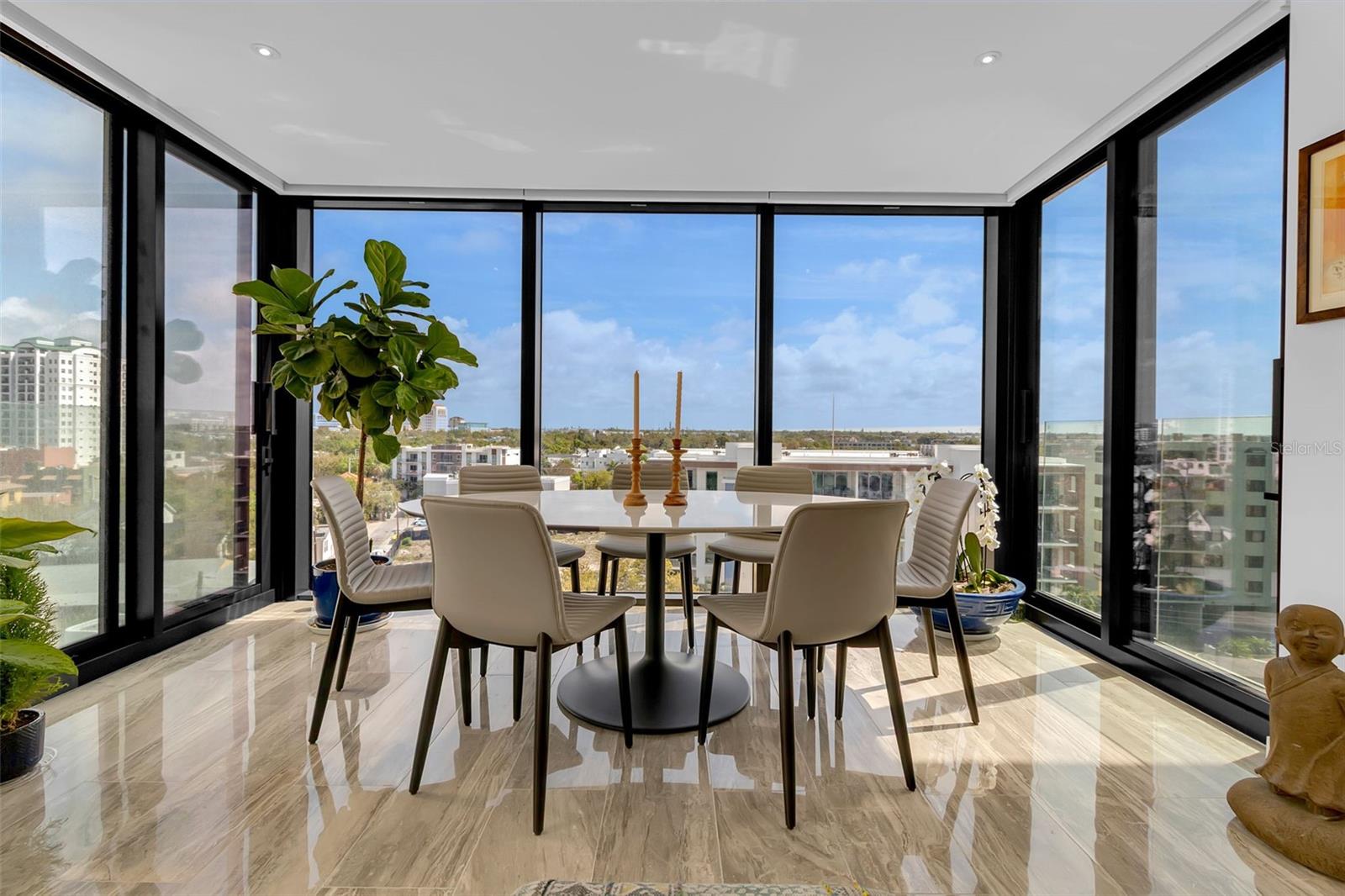 Experience the best of downtown Sarasota living from this beautifully renovated corner-unit condominium at 707 S. Gulfstream Avenue, ideally positioned near the bayfront, Marina Jack, Bayfront Park, Main Street, Palm Avenue, restaurants, shopping, arts, and everything downtown Sarasota has to offer. Designed for buyers seeking bayfront proximity, and easy lock-and-leave living, this move-in-ready 2-bedroom, 2-bath residence combines modern updates, everyday convenience, and peace of mind. Extensively remodeled with a fresh, sophisticated aesthetic, the condo features hurricane impact windows and doors, an open-concept layout, abundant natural light, and stylish designer finishes throughout. The oversized gourmet kitchen offers quartz countertops, premium appliances, custom cabinetry, and generous space for entertaining. The spacious primary suite includes a beautifully updated spa-inspired en-suite bath, creating a comfortable private retreat. Additional upgrades include brand-new plumbing and electrical systems. The building has also recently upgraded its generator following the 2024 storms, further adding to the value and confidence of ownership. Residents enjoy secure entry, covered parking, a resort-style pool, fitness center, and club room, all in a highly desirable downtown Sarasota location. Whether used as a full-time residence, seasonal retreat, or low-maintenance second home, this renovated Sarasota condo offers an exceptional combination of location, updates, storm protection, amenities, and lock-and-leave convenience just moments from the waterfront.