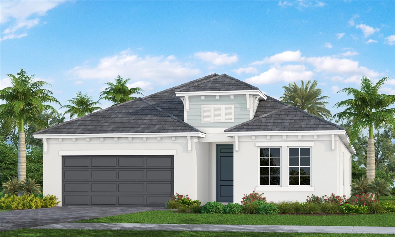 This thoughtfully designed single-family home offers 2,332 square feet of living space and features numerous upgraded finishes throughout. Wood-look tile flooring extends through the main living areas and primary suite, while a recessed tray ceiling enhances the spacious great room. The primary suite includes dual walk-in closets for ample storage. The kitchen is appointed with 42-inch soft-close cabinetry, quartz countertops, and matte black plumbing fixtures and hardware. A pocket sliding glass door creates a seamless transition to the outdoor living space, making it ideal for indoor/outdoor entertaining. Additional features include a tankless water heater and impact-resistant glass throughout the home.