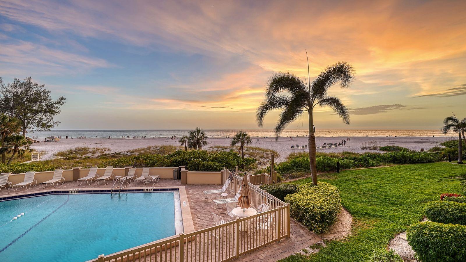 Front row FULL Gulf views—just one floor above the sand!  Priced below market, this lovely 2 bed/2 bath GULF FRONT tower residence in the premiere Siesta Key property of Whispering Sands represents an opportunity to move right in, and if desired, ultimately take your time to create your own vision and make it your own - and enjoy a lifetime of memories.  Don’t hesitate - this is currently the best priced Gulf front tower unit in Whispering Sands.  Upon entry, you’re greeted with spectacular, unobstructed 180-degree views of the shimmering aquamarine Gulf.  Along with its direct FULL GULF VIEWS, this unit is just one floor away from the sparkling beachside pool and 800’ of Whispering Sands' own private beach. This unit features a nicely remodeled kitchen and great OPEN CONCEPT floor plan, enabling easy interaction between you and your guests. The kitchen includes granite countertops & backsplash, an 8’ breakfast bar, recessed LED & under cabinet lighting, convenient built-in desk, and an abundance of cabinet storage. Experience true Florida living by opening the floor to ceiling sliders in the living room and primary bedroom and take in the fresh salt breezes and the gentle sound of the surf.  Both sets of sliders include remote controlled shades. The primary bedroom includes a custom walk-in closet, large vanity area, and ensuite bath with marble countertops, glassed walk-in shower, and linen closet with pullout drawers. A set of glassed French doors with privacy shades opens into the guest bedroom, which can serve as both an office and a bedroom with a fantastic SICO wall bed, desk, and built-ins. This unit is being sold As Is. Whispering Sands is a premiere 55+ Gulf front community offering 2 heated pools, Tower Lounge, Clubhouse – both of which are undergoing remodeling with a completion date in 2026 –  beachside Tiki hut and grills, shuffleboard, canoe/kayak storage, and 800’ of private beach on the Gulf.  In one of the best locations on Siesta Key, Whispering Sands is right around the corner from the colorful boutiques and restaurants of Siesta Key Village.  Don’t miss this opportunity!
