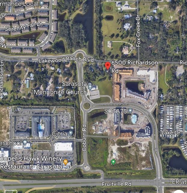 1.04 acres zoned (PED) Planned Economic Development located in the area of major development in popular Lakewood Ranch. Flood zone X, outside 100/500 year floodplain. Can be assembled with 3 additional contiguous parcels for a total of 3.31 acres. (2190 Lakewood Ranch Blvd – PID 0214150008, 6440 Richardson Rd – PID 0214150006 and 6480 Richardson Rd. – PID 0214150010). This property and the 3 contiguous properties are being sold as Vacant Land and the house structure will be sold at zero value. This is the highest and best use of land with PED zoning. Near shopping, restaurants, and plenty of progress.

House being included at zero value. The value is in the land. There will be no showings in house or other improvements.