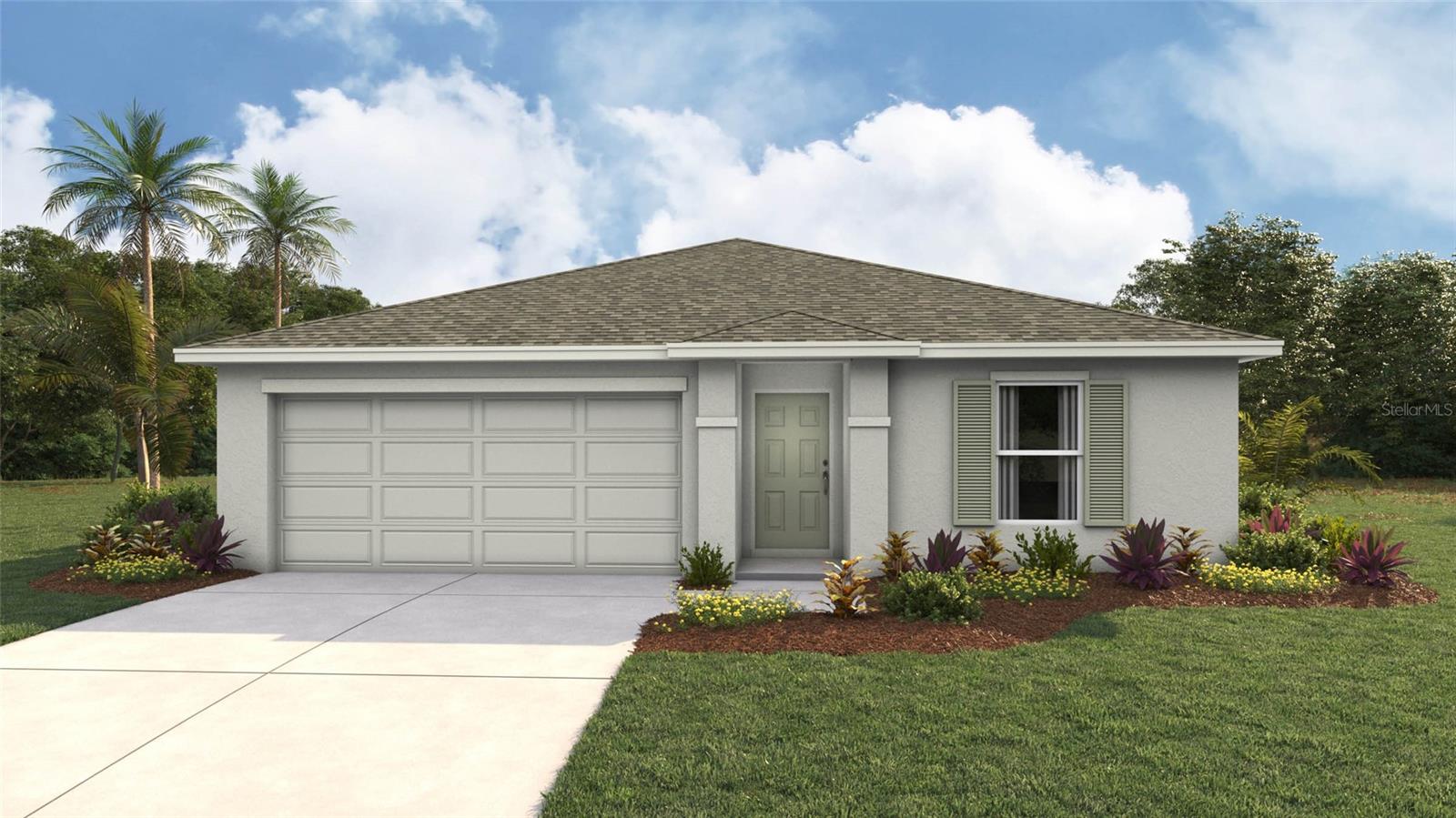 Under Construction. This single-story, all concrete block constructed 3 bedroom, 2 bathroom home features an open concept floorplan that optimizes living space. The spacious kitchen overlooks the great room, dining area, and outdoor patio. The kitchen comes full equipped with stainless-steel appliances including a built-in dishwasher, range, and microwave. The primary suite is located towards the back of the home, featuring a spacious walk-in closet and ensuite bathroom with double vanity sinks. Two additional bedrooms are located towards the front of the home and share a bathroom across the hall. Pictures, photographs, colors, features, and sizes are for illustration purposes only and will vary from the homes as built. Home and community information including pricing, included features, terms, availability and amenities are subject to change and prior sale at any time without notice or obligation. CRC057592.