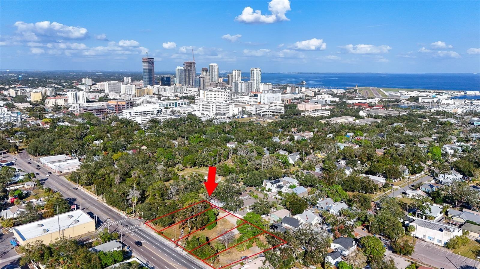 Exceptional development opportunity in Historic Roser Park, one of St. Petersburg’s most distinctive and sought-after neighborhoods. This rare assemblage consists of five contiguous lots totaling approximately 32,500± SF (250’ x 130’) with 250 feet of frontage and located in a desirable X Flood Zone. Positioned just minutes from Downtown St. Petersburg, Bayfront Health, Johns Hopkins All Children’s Hospital, the Innovation District, USF St. Petersburg, and the vibrant Central Avenue corridor, the site offers outstanding accessibility and long-term growth potential. The property is mixed-use capable with development flexibility and potential FAR benefits through residential rental incentives. Opportunities of this scale are increasingly difficult to find within established urban neighborhoods, particularly in Roser Park, a historic enclave of approximately 130 homes known for its character, walkability, and proximity to downtown amenities. Ideal for luxury townhomes, multifamily, mixed-use, workforce housing, or a signature infill development. A separate fully designed 18-unit development concept and supporting due diligence materials may be available to qualified purchasers. Buyer to verify all zoning, density, FAR, land use, development rights, and intended use with the City of St. Petersburg. Rare scale. Exceptional location. Significant development potential.
