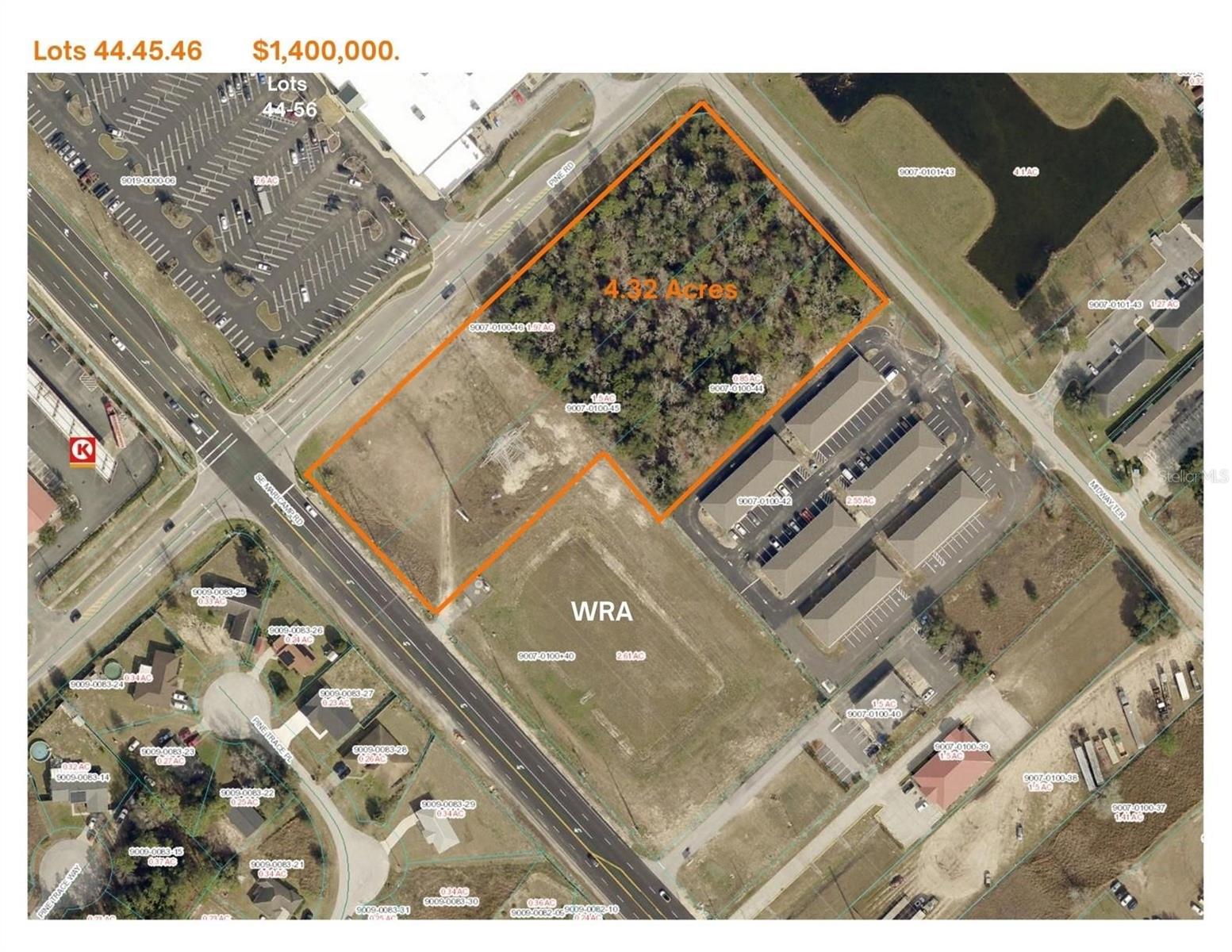 Presenting a unique opportunity to acquire three adjoining commercial lots, totaling approximately 4.32 acres, located at a highly visible corner in Silver Springs Shores. This exceptional property is strategically positioned with road visibility on three sides, ( Maricamp Rd, Pine Rd, and Midway Terr ) providing maximum exposure and accessibility for any business venture.
Key Features:
Size: 4.32 acres M.O.L., ideal for a variety of commercial developments.
Zoning: B-4, permitting a diverse range of commercial uses to suit your business needs.
Accessibility: Convenient access from multiple roads, enhancing visibility and traffic flow.
Utilities: Water and sewer services connection located nearby, facilitating development processes.
Location Highlights: Located in a rapidly growing area of Ocala, this property benefits from significant traffic and proximity to residential neighborhoods and other commercial establishments. The corner lot position enhances visibility, making it an attractive site for retail, office space, or service-oriented businesses.
Contact us today for further details or to arrange a viewing!
