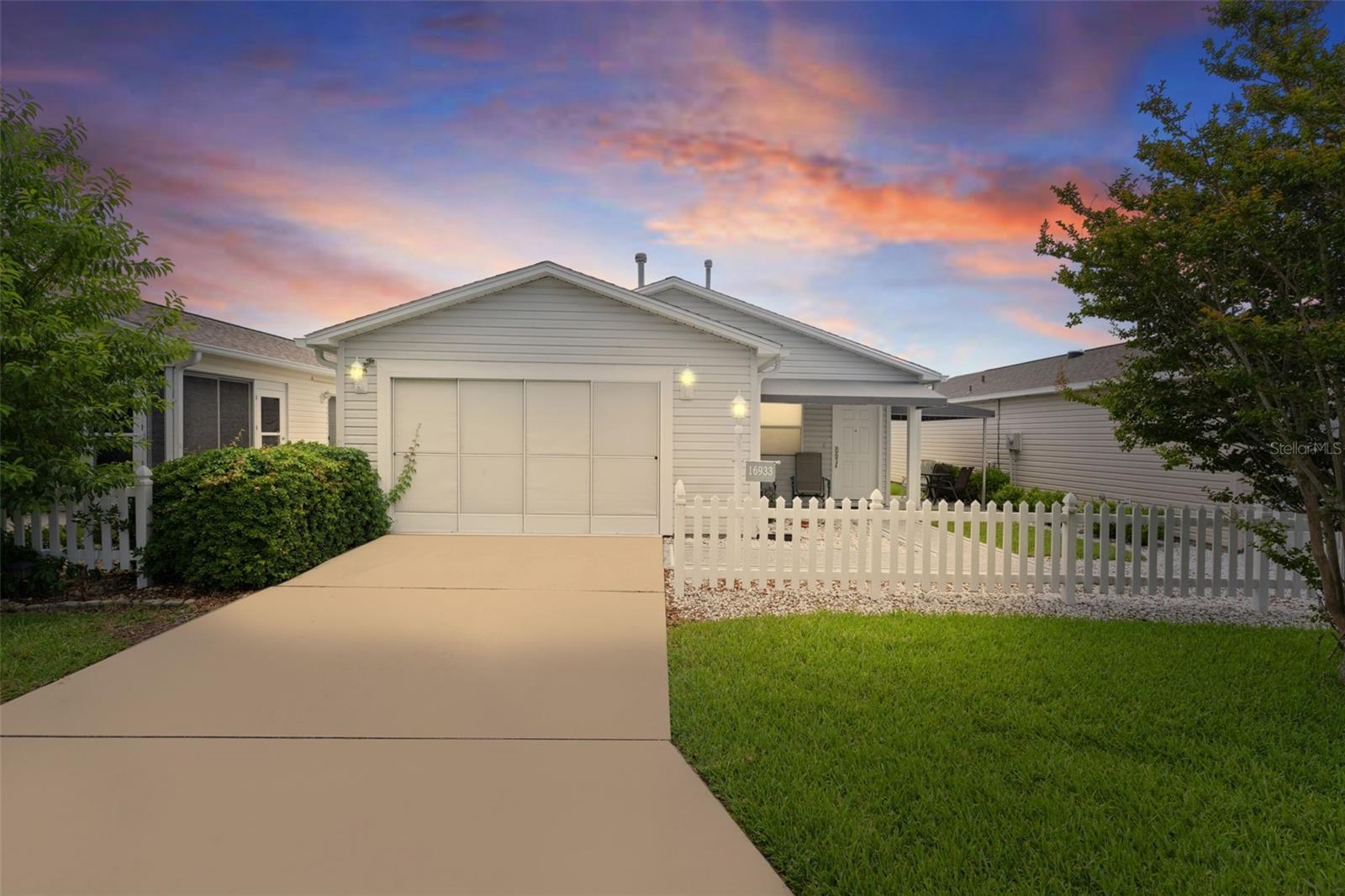 NO BOND! TURNKEY FURNISHED, IF DESIRED, 2/2 IN THE VILLAGES. Move right in and start enjoying The Villages lifestyle! This beautifully maintained 2-bed, 2-bath home offers 1,160 sq ft of comfortable living space and comes fully furnished if desired - just bring your suitcase. Whether you're looking for a winter getaway, year-round home, or investment opportunity, this property checks all the boxes. Enjoy low-maintenance living with a bright, open-concept floor plan featuring granite countertops, stainless steel appliances, eat-in kitchen, laminate flooring and ceiling fans. The spacious primary bedroom features a walk-in closet and an en-suite bathroom. Recent exterior improvements including new gutters, new awnings, and freshly painted patio and walkway create an inviting curb appeal. NO BOND = major savings! Conveniently located near pools, recreation centers, The Villages golf courses, shopping, dining, Nancy Lopez Golf & Country Club, and Lake Sumter Landing and Spanish Springs town squares. Don’t miss this move-in ready opportunity—schedule your showing today!