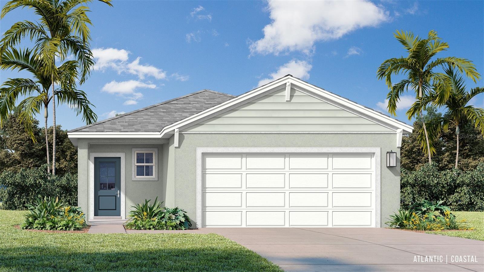 Under Construction. Beautiful Single Level, 2 Car Garage Home with Open Concept Living and 3 Bedrooms! The Atlantic plan is in the Coastal exterior design. A well-appointed island kitchen is centered between the cafe and the family room with access to the lanai. The primary suite boasts a large walk-in closet and ensuite bathroom that includes a shower and private water closet. Two secondary bedrooms a full bathroom and a convenient laundry room complete the Atlantic plan.