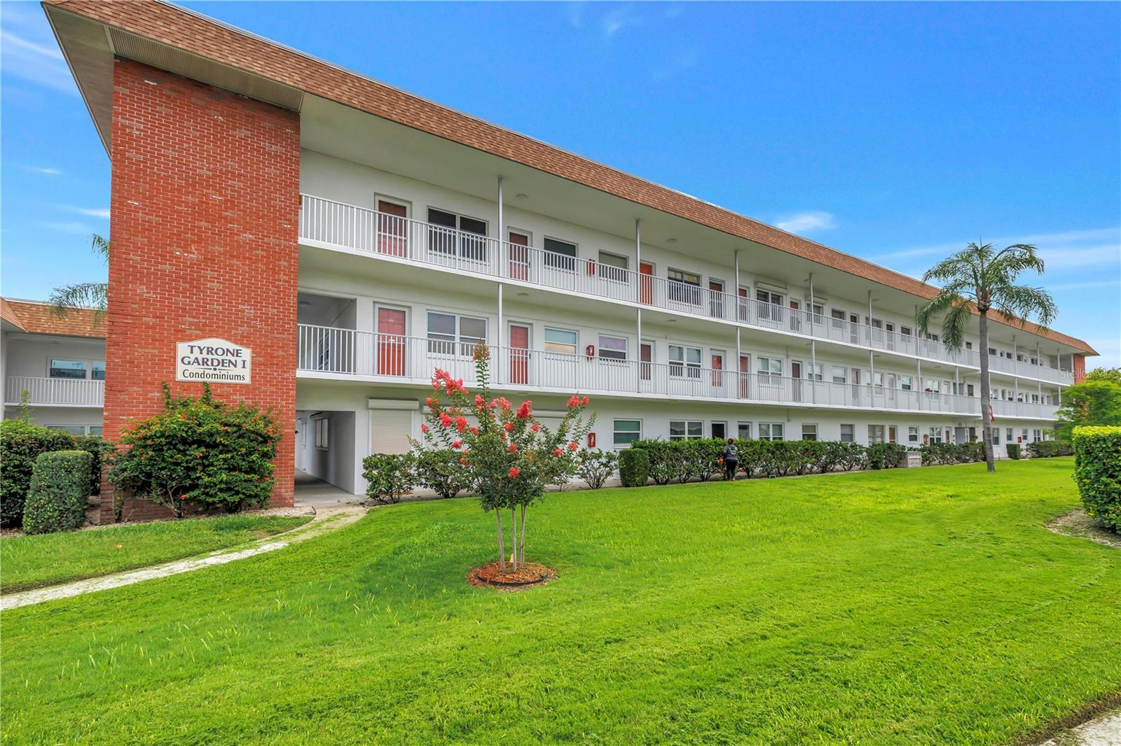 Welcome to Tyrone Gardens I, a 58 unit complex in the very heart of St, Petersburg, located a short distance from the vibrant downtown area, the arts district of Gulfport, and the beautiful sugar sands of the Gulf Beaches.  Located on 2 public bus lines. Tyrone Mall, the Northwest Community Center, the VA Hospital, grocery stores, medical facilities, golf and dining are all a short distance away. With I-275 ten minutes away, it's an easy commute to Tampa and Sarasota. Three airport, TIA, SRQ and PIE, are all within an hour's drive. The unit itself offers newer hurricane windows, newer flooring, newer A/Cand ductwork, full size washer and dryer, stainless steel refrigerator and a brand new dishwasher. The unit features 2 bedrooms and 2 baths, one en-suite. he family/Florida room offers great flex space. Other owners have used it as a third bedroom, a dining room, a hobby room or an office. The rear door opens onto a landscaped courtyard with a grill and a shaded seating area. There is a an extra storage closet on the same floor. The carport is steps from your door. The building was recently re-roofed. The unit qualifies for a deductible on the hurricane insurance premium There are no pending assessments. All ages are welcome, Two pets up to 25 lbs are permitted. There is a land lease in place. Leasing is not allowed. The Association requires a minimum of 30% down on financing offers.
