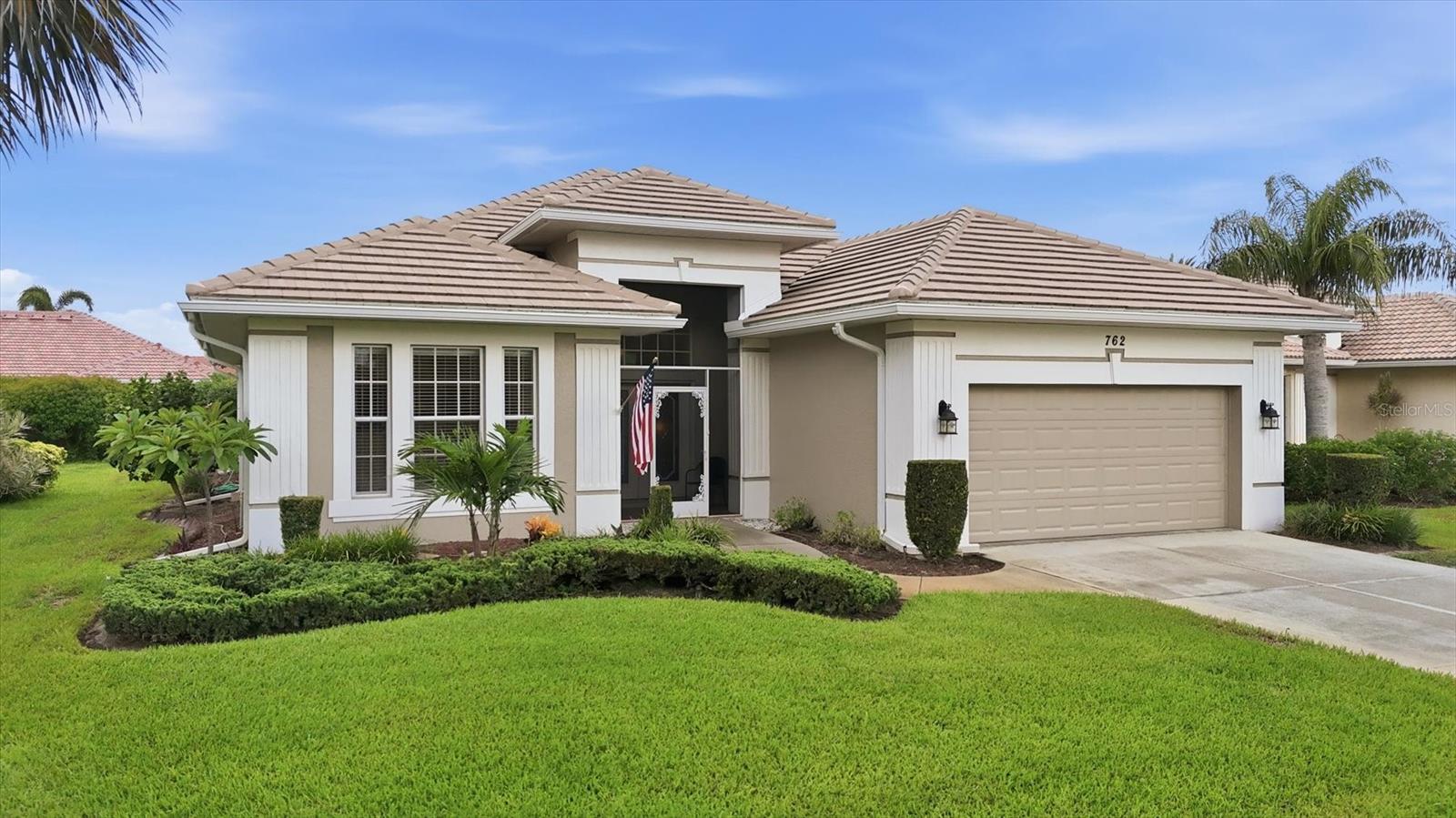 This quality-built J & J home offers a light, bright and open floorplan that beautifully reflects Florida's coastal
lifestyle. The spacious living areas, high ceilings and sunny kitchen were in the thoughtful original plans. In the
last two years, the tiled roof, air conditioning system and water heater were all replaced, while the screened
porch and spacious lanai invite cool breezes through the home. The rear yard garden is a treat for both kids
and grownups. There are peach, cherry, mango, lemon, lime, grapefruit and papaya trees. Kids will be
surprised and thrilled with the included playhouse--as well as a very private and semi-shaded yard that invites
cartwheels and picnics. Everyone will LOVE the relatively new built-in KitchenAid BBQ on the screened lanai
Meanwhile, this home is close to the community pool, tennis courts and clubhouse and sits in the desired Flood
Zone X--all with NO CCD's! Six short miles to the beach. Suggest seeing this exceptional and well-priced home as
quickly as possible. It won't last long!