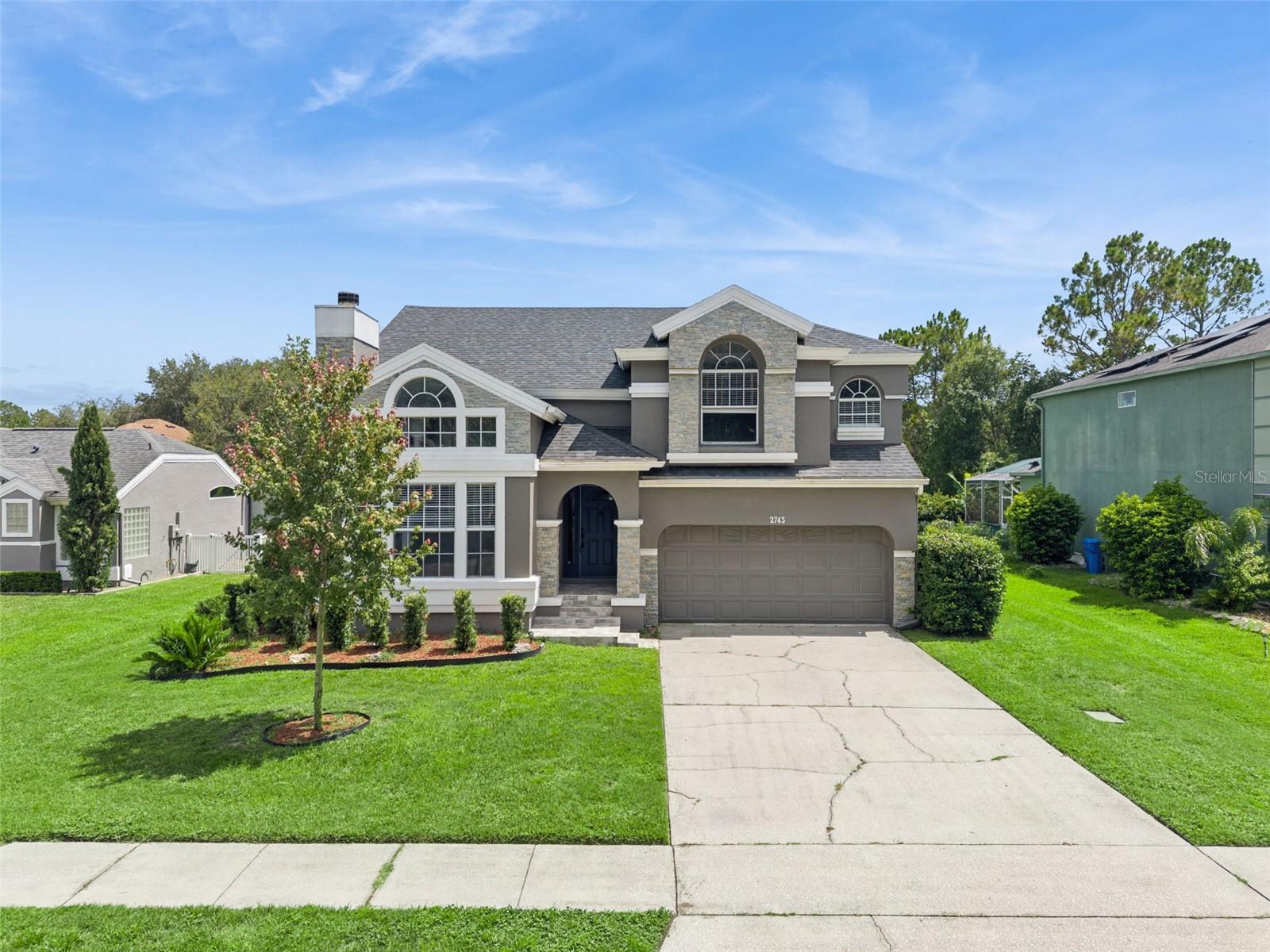 This is more than just a home...it's a lifestyle! This move-in ready 3-bedroom, 2.5-bath residence has been thoughtfully updated from top to bottom and is packed with premium upgrades. PRICED BELOW May 2026 APPRAISED VALUE of $590,000.  Enjoy year-round Florida living in your private heated saltwater pool and spa, complete with a stunning color-changing light system—perfect for relaxing evenings or entertaining family and friends.

The impressive list of improvements includes a paid-off solar system, new roof (2023), new A/C (2024), new water heater (2023), new flooring (2023), complete replumbing (2023), Remodeled Kitchen and Bathrooms (2023) new ceiling fans and modern lighting fixtures, fresh exterior paint, beautiful stone accents, and an updated landscape package that enhances the home's curb appeal.

The beautifully renovated kitchen features elegant quartz countertops, 42-inch cabinetry, a decorative tile backsplash, and stainless steel appliances, creating a stylish and functional space for everyday living. The luxurious primary suite offers a fully renovated spa-inspired bathroom with a freestanding soaking tub, frameless glass shower, upgraded tile, new vanity, and a spacious walk-in closet.

Located within walking distance to top-rated Seminole County schools (currently zoned for Carillon Elementary, Jackson Heights Middle, and Hagerty High), this home also offers exceptional convenience to shopping, dining, the Oviedo Aquatic Center, UCF, Research Park, Siemens, and Waterford Lakes. As an added bonus, the air-conditioned converted garage provides versatile flex space ideal for a home office, gym, playroom, media room, or hobby area.

Come discover why buyers love calling Oviedo home! Schedule your private tour today and experience everything this exceptional property has to offer.