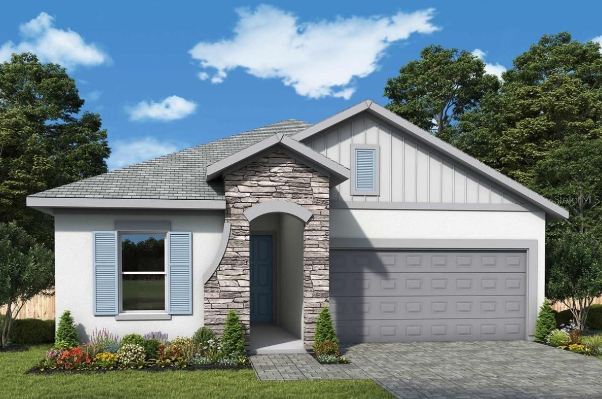 Under Construction. Step into the beautifully designed Benton floor plan featuring an exterior complete with extensive stunning stone.  The Benton is a spacious single-story home offering 3 bedrooms, 2 full bathrooms, and a private enclosed study, perfect for a home office or flex space.  The heart of the home is a gourmet kitchen featuring designer-curated finishes, quartz countertops, built-in appliances, and a large island that overlooks the open-concept family room and dining area.  Located in the highly desirable North River Ranch community, this home is just a short walk away from exceptional amenities. Residents enjoy access to a resort-style heated pool with a waterslide, Camp Post community hub, pickleball courts, playgrounds, fitness stations, and miles of scenic walking and biking trails. Experience comfort, luxury, and connection—right at your doorstep.