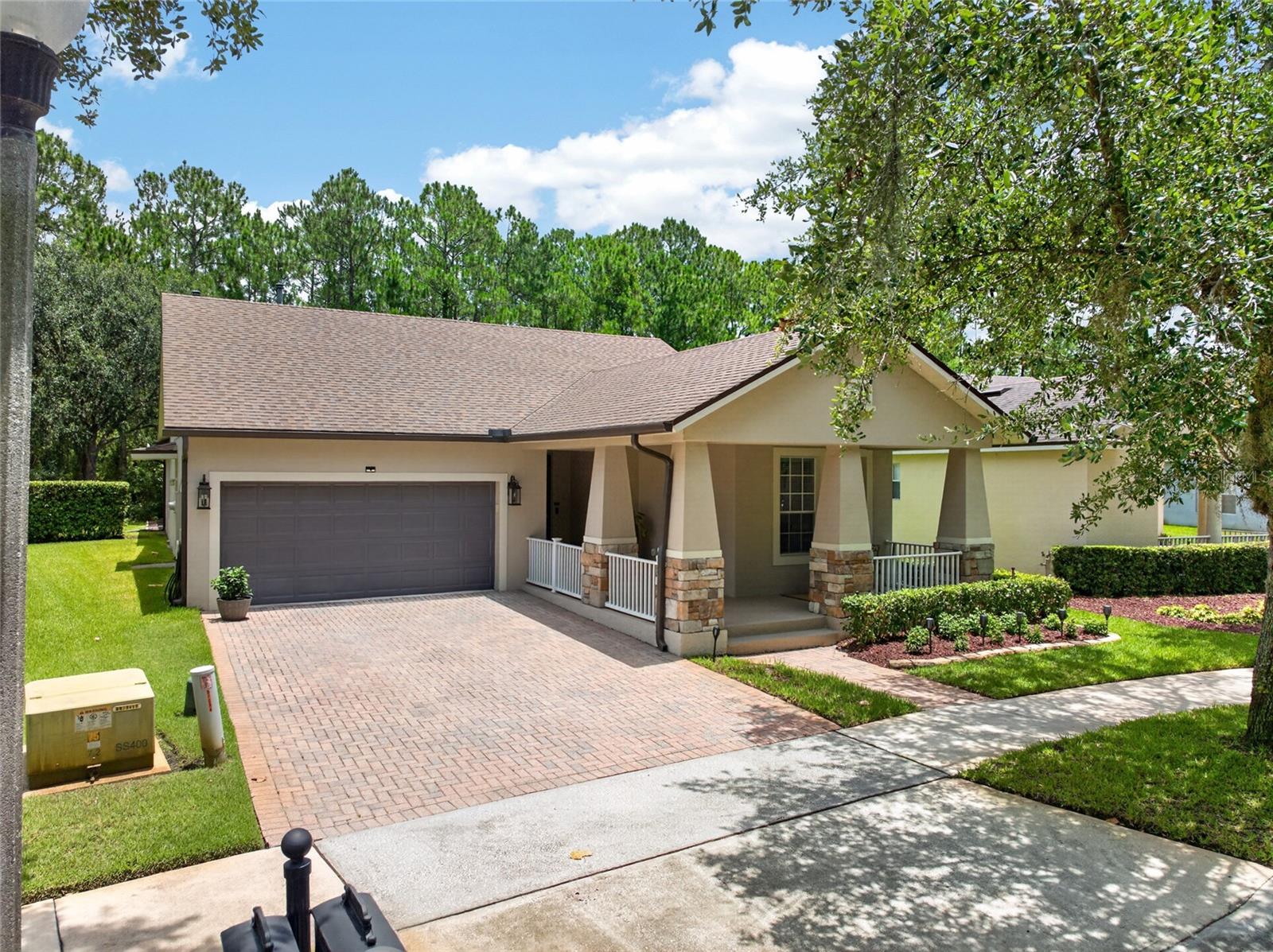 Independence ** POOL HOME-YES! CONSERVATION LOT-YES! ** NEW ROOF & NEW GUTTERS with Leafguard filters 2021 ** Prime location across from a greenspace and a few doors down from the 10' walking/bike path that extends through all of Independence & up to the Hamlin shopping ** Less than a mile from Independence Elementary School and +/- 1/2 mile - to main clubhouse ** TONS OF UPGRADES  ** NEWER AC unit, hot water heater 2020, NEW AC Capacitor 2026 ** NEW LUXURY LAMINATE FLOORS 2026 in all bedrooms, closets and hallways (5 yr warranty) ** Custom stamped concrete 2021 frame around the sparkling  pool resurfaced with Pebbletech finish 2018 and equipped with a newer pool chlorinator in 2025 ** The fully resurfaced & sealed pool patio area 2024 features a stamped concrete edge and new LED spot lights 2026 ** Beautiful kitchen with white cabinetry & remodeled items include new hardware, striking granite counters, faucet and sink 2019 ** All appliances are included - refrigerator, washer and dryer 2019, gas stove, microwave and dishwasher ** Remodeled primary bathroom 2020 with new 3/4 seamless glass shower, new granite counters, new vanity hardware, 2 new sinks & faucet & chandelier lighting ** 2nd bath remodel 2019 features a NEW MARBLE vanity, new toilet and 2 new chandeliers ** Other upgrades incl: New tinted windows -  Huper Optik with lifetime window tint 2022, Aluminum black fence 2022, New attic insulation 2020, NEW RING doorbell 2026, RING video doorbell Pro installed 2020, sprinkler system widened in back butterfly garden 2026, NEW hidden screened door on the front door 2026, all new lighting and ceiling fans 2022-23, 2 new french drains installed on both sides of the home for better drainage and more ** 2 CAR ATTACHED GARAGE with people door ** LOW HOA fees $194.69 incl cable & internet which currently includes HBO and Max! Incredible amenities including 2 community pools, play areas, a lg community park plus other neighborhood green space and play areas thru-out the neighborhood, loads of sidewalks & conservation thru-out... All room measurements are approximate from the Builder floor plan. Buyer to verify measurements. Overhead metal storage shelves and bookcases in the garage are included **