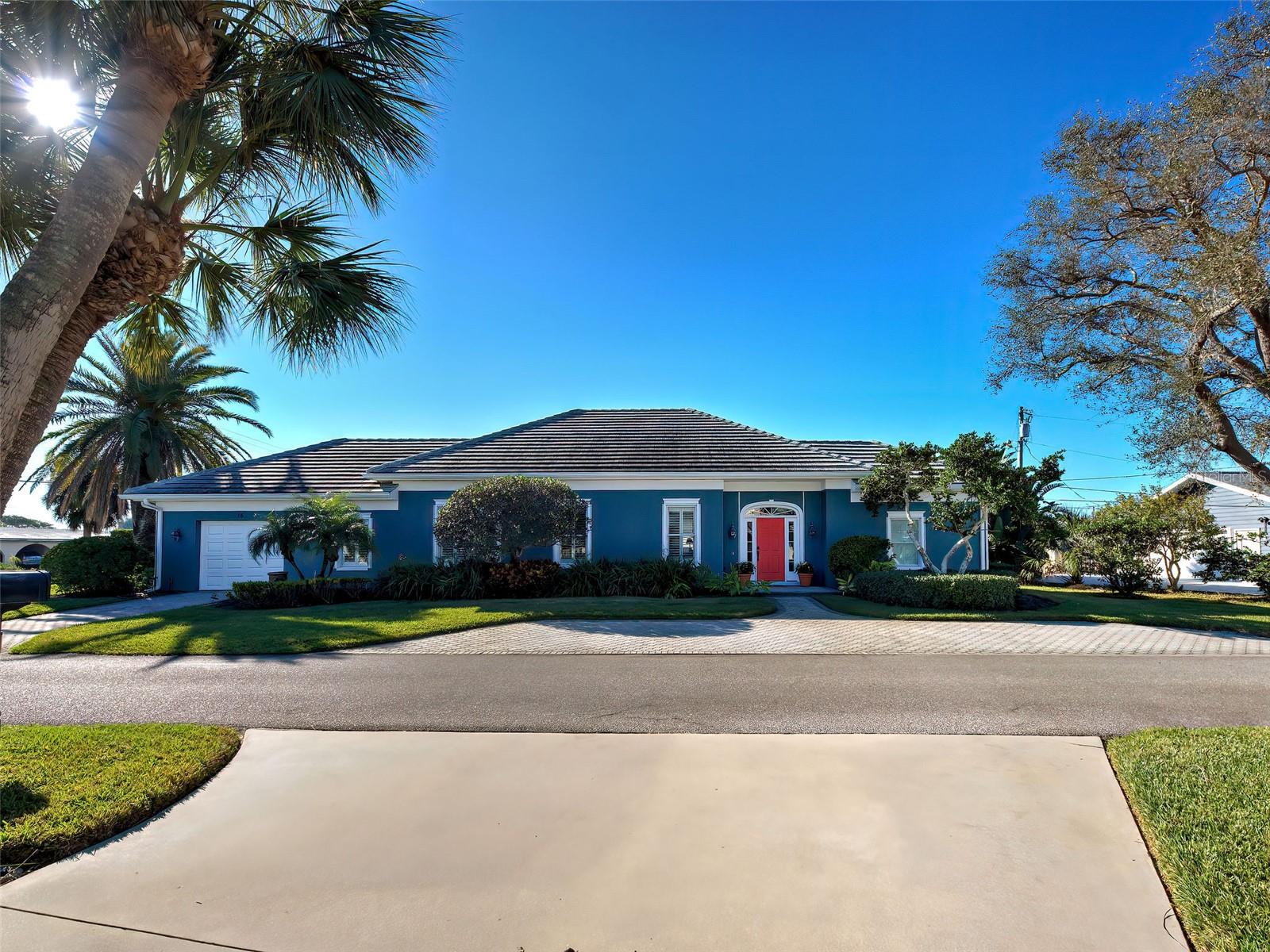 Picturesque Venice Island home that will charm & delight you. Ideally positioned less than ½ block to your PRIVATE BEACH, on a PRIVATE ROAD, & easy bike ride to Historic Downtown Venice.  Natural light fills the home, built around the pool/patio area to enjoy the indoor/outdoor living that Florida exemplifies. Unique floor-plan flows seamlessly from the welcoming foyer throughout the living/dining/kitchen & out to the HEATED COURTYARD POOL. Casual sophistication exudes, starting from the diagonal tile flooring, extending to the CROWN MOLDING on the ceiling. Encompassing everything in between. Two bedrooms in the main home.  Primary bedroom has en-suite bath & enormous closet, with sliding doors to pool. Guest bedroom is large with private bath. A notable feature is the CASITA offering a private third bedroom closet,  full bath, and pool access. Offers guests privacy while still staying connected. Other features include PLANTATION SHUTTERS in most rooms, office & charming courtyard. 'Storm Catcher" wind abatement hurricane screens & located in Flood Zone X for your peace of mind.  IDEALLY POSITIONED to enjoy all that downtown Venice has to offer...dining, shopping, cultural & music venues, just strolling on historic Venice Avenue. This ISLAND home could be your PRIVATE OASIS, capturing the essence of living on the island of Venice. A must see!