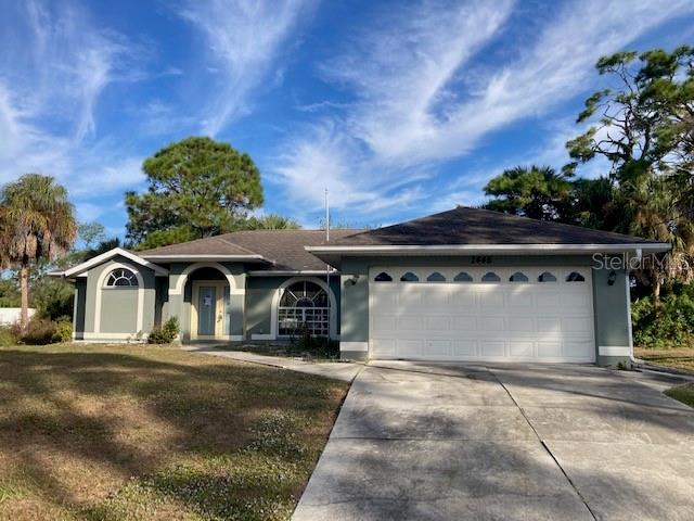 This 3 Bedroom, 2 Bath, 2 Car Garage home is light and bright!  Double Door Entry into a large living room with cathedral ceiling and pocket sliders out to the lanai!  The kitchen has GRANITE counters, undermount sink, 42" CABINETS and stainless appliances except refrigerator. The dining area off the kitchen has sliders out to the lanai. The main bedroom also has sliders out to the lanai and has 2 closets, one being a walk-in closet. The master bathroom includes dual sink vanity and a great bathtub with separate shower. The 2 additional bedrooms on the other side of the house share a bathroom.  HUD owned property & case number 093-933321; bids are submitted online at HUD home store website; the selling agent must be registered with HUD to submit an offer. Doc stamps and title insurance are paid by the buyer but can be included in the closing costs.  Investor offers considered after 16 days on market