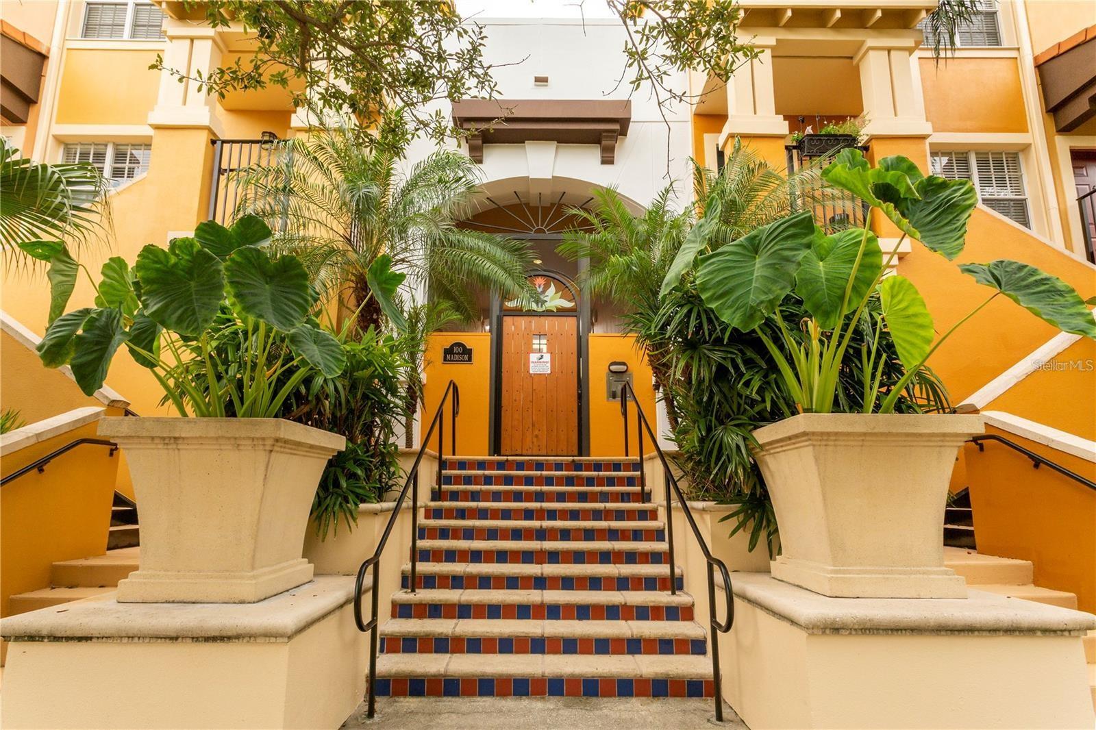 Welcome to The Madison, your personal piece of resort style living in paradise! This stunning unit has upgraded appliances, countertops, flooring and a beautiful private balcony with views of the pool and courtyard. The unit features also include in-unit washer and dryer and private storage space. The amenities are endless and provide ample space for entertaining friends and family! Work on that Florida tan by sun bathing in the courtyard lounge chairs or relax in the shade of the cabanas. Too hot? Take a dip in the refreshing pool with equipped swim jet. Getting cooler? Keep warm in the oversized spa or by the outdoor fireplace. There are also two gas grills available for community use in the courtyard, a well equipped gym to stay in shape and a community room to host events! Included is one deeded parking space in the secure parking garage, which offers bike and kayak storage. The Madison is pet friendly and the HOA includes cable, internet, water and more! Location, location, location! The Madison is located within blocks to groceries, restaurants, pharmacy, hospitals, banks, marinas, sporting venues such as the Rays and Rowdies, The Dali Museum, The Mahaffey Theatre, USF-SP, a municipal airport, the Tampa ferry, I-275, St. Pete Grand Prix and the Saturday market is just a block away! The Madison is a must see hidden gem! Buyer to verify room measurements.