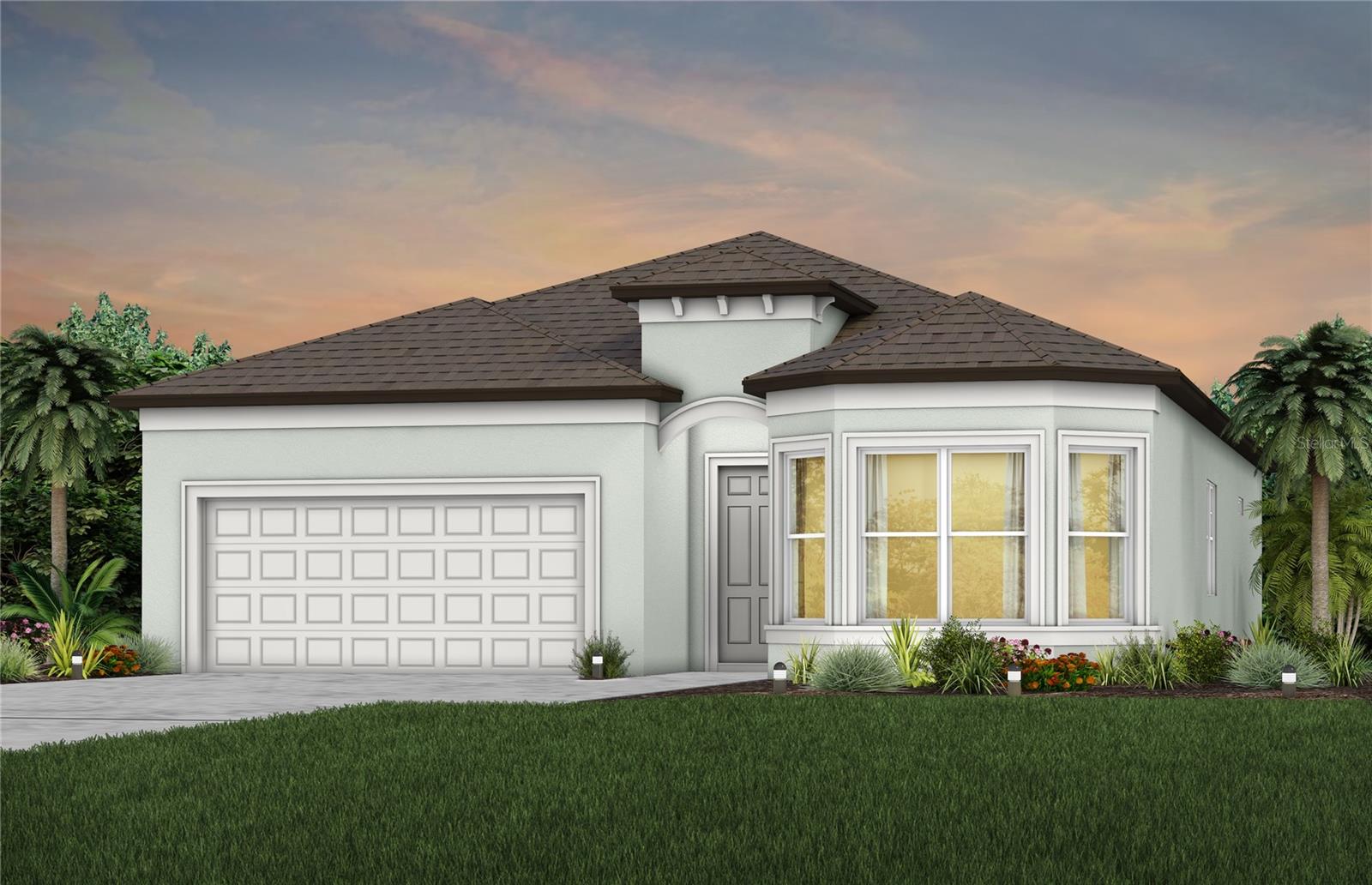 Under Construction. Enjoy all the benefits of a new construction home in the serene setting of Ocala, FL's horse country, with an age-restricted, fully amenitized lifestyle at Del Webb Stone Creek. This is the active adult community you've been looking for, with amenities that include an 18-hole championship golf course, a full restaurant and bar, indoor and outdoor pools, sports courts, and so much more. Our sprawling amenities, clubs, and classes will fill your retirement days with activities to make new friends and memories.
Entertain with ease in this beautifully designed Palmary floor plan, where open living spaces connect seamlessly from the kitchen and café to the spacious gathering room and enclosed flex room—perfect for a home office, hobby space, or guest retreat. The heart of the home is the expansive kitchen, offering abundant counterspace, a walk-in pantry with shelving, a granite single-bowl sink, grey cabinetry, 3cm quartz countertops accented by 4”x16” tiled backsplash and KitchenAid stainless steel appliances, including a built-in oven and microwave, dishwasher, and stovetop with range hood.
Unwind in the Owner’s suite featuring a spa-inspired bath with grey cabinets, 3cm quartz countertops, dual sinks and walk-in shower. There is 22”x22” tile flooring throughout entire home, creating a polished look.
Enjoy outdoor living on the covered lanai, plus everyday conveniences like a 2-car garage with 4’ extension and a thoughtfully designed laundry room. Enhanced with LED lighting and floor outlet in the gathering room, brushed nickel fixtures and hardware, upgraded baseboards, 8’ interior doors, two-tone interior paint and Smart Home features with video doorbell, this home blends comfort, style, and functionality in every detail.
Enjoy peace of mind with Pulte’s transferable, 10-year Limited Structural Warranty that covers materials and workmanship in the 1st year, workability of plumbing, electrical, HVAC, and other mechanical systems through the 2nd year, various types of water infiltration and internal leaks through the 5th year, and the structural integrity of the home through the 10th year. Plus, we’re currently offering limited-time incentives and below-market rates!