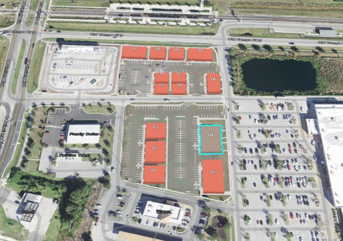 Under Construction. Building #04 is available for purchase at Poinciana Exchange, a new commercial development west of downtown Kissimmee, one of Central Florida’s fastest-growing markets. The Exchange is strategically positioned at the northeast corner of Poinciana Blvd & Orange Blossom Trail, adjacent to The Home Depot, with a combined daily traffic count exceeding 49,000 cars per day. Positioned directly alongside The Home Depot, Wawa, Twistee Treat, and Family Dollar, the development sits among strong national-retail traffic along the US 17-92 and South Poinciana corridor, an area surrounded by ongoing residential growth. There is also a recently constructed Tractor Supply nearby with a new major Target-anchored shopping center and hospital coming soon at the southern part of the intersection. This high-visibility location offers excellent access for businesses serving the expanding Poinciana and greater Kissimmee community. Attractive architectural design elements are available in the development for both Retail and Office uses. The project features numerous access points from the surrounding roadways and is in walking distance to the SunRail Station. This single-story building is being delivered in dark gray shell condition with a fully customizable interior, giving buyers complete flexibility to design their ideal layout. This building also features its own dedicated patio space at the north end cap, a private outdoor area not shared with surrounding buildings along with Pylon sign access at the entrances to the development. Each building is sold individually to the owner-user or investor. An ideal opportunity for investors or owner-users and small businesses looking to build equity rather than rent. Poinciana Exchange is another JW2 project - the developer who brought you Stoneybrook Exchange, Cross Ridge Exchange, Oakland Exchange, Lake Carter Exchange, and other quality developments. Contact us today for pricing, builder incentives, and to schedule a tour of this outstanding commercial opportunity.