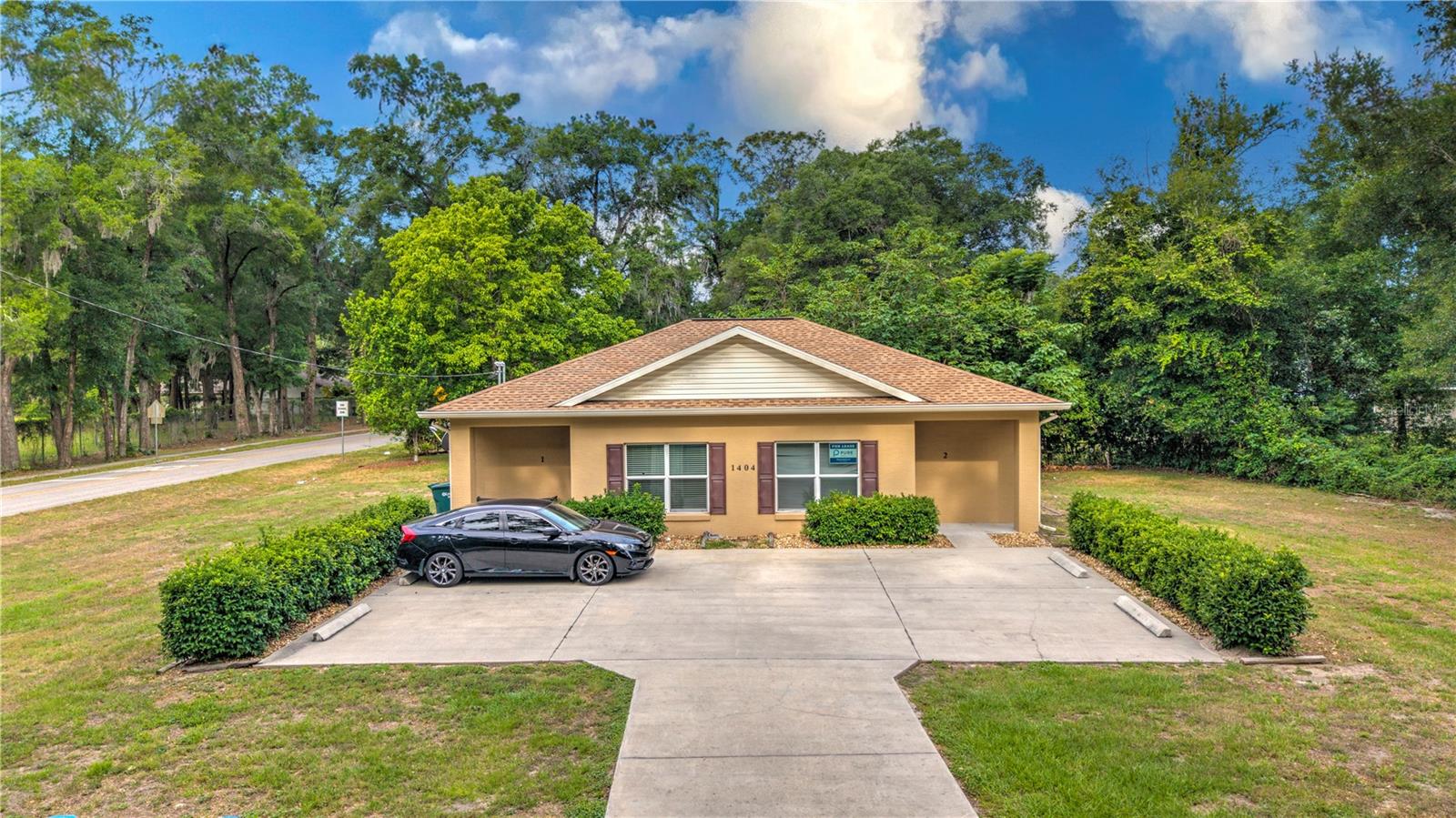 Excellent duplex opportunity in the growing city of Ocala! Built in 2022, this custom-designed property features two 1-bedroom, 1-bathroom units situated on a spacious 0.26-acre corner lot.

Both units are currently leased, generating immediate and stable rental income. One unit rents for $1,200/month, while the second rents for $1,149/month, providing strong cash flow from day one. This property presents an excellent opportunity for investors seeking passive income in an area with strong growth potential.

Interior features include impressive 9-foot-4-inch ceilings, tile flooring throughout the main living areas, cozy carpeting in the bedrooms, blinds on all windows, and rain gutters.

Each unit comes equipped with a modern appliance package, including a refrigerator, range, microwave, washer, and dryer.

Conveniently located near shopping, dining, and major roadways. An excellent opportunity to maximize rental income potential with a fully occupied investment property.