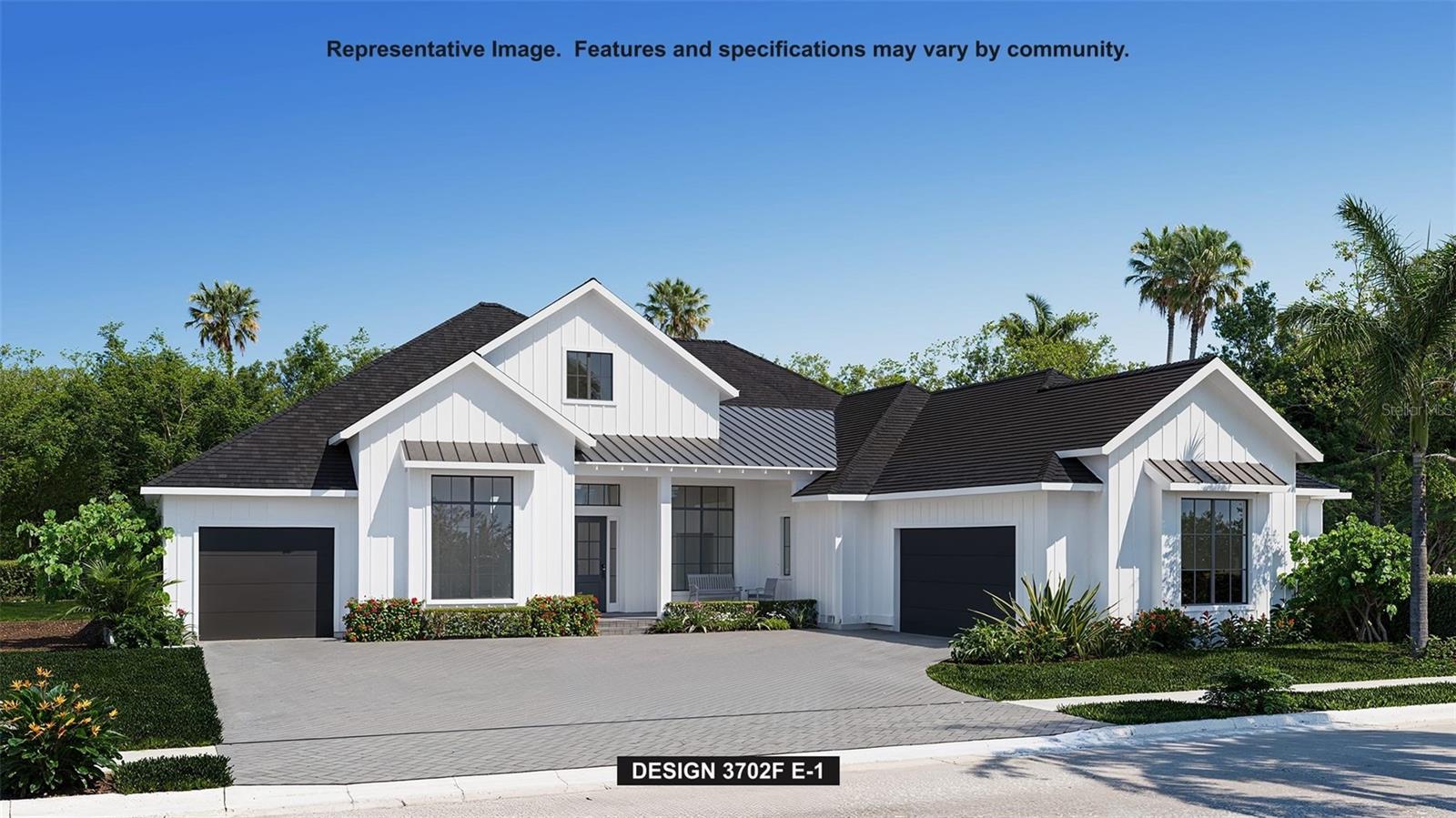 Under Construction. The covered front porch opens to an entryway with a coffered 14-foot ceiling. A private home office with front yard views is located just off the entry. The family room, filled with natural light from sliding glass doors, opens to a backyard covered lanai. The kitchen, equipped with an island with built-in seating, a dry bar, ample counter space, a 5-burner gas cooktop, and a walk-in pantry, flows seamlessly into the dining area, which overlooks a backyard cabana. Just off the family room, the game room, framed by two walls of windows, provides additional gathering space. The primary suite is a tranquil retreat with a wall of windows. French doors lead to the primary bathroom with two walk-in closets, a linen closet, dual vanities, a freestanding tub, and a large glass-enclosed shower. Each secondary bedroom includes a private bathroom and walk-in closet. The three-car split garage offers an additional storage area.